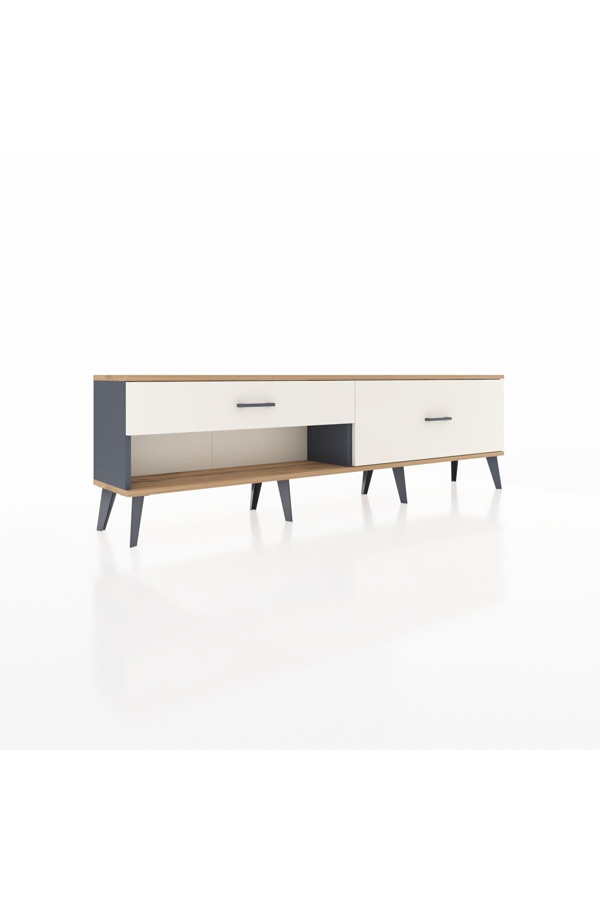 Arges TV Ünitesi 2 Çekmeceli  176x30x51 Antrasit-Çam/Aytaşı