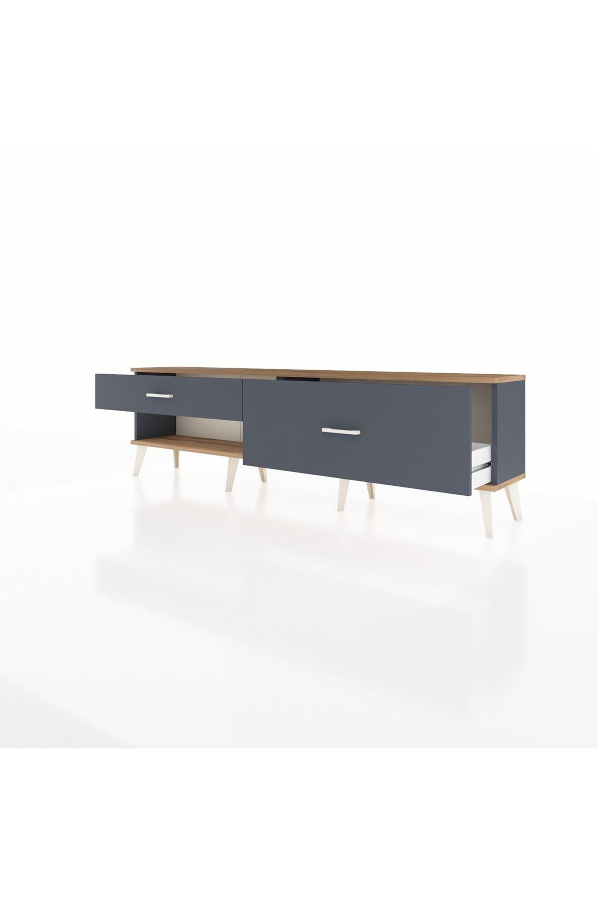 Arges TV Ünitesi 2 Çekmeceli  176x30x51 Antrasit-Çam/Antrasit