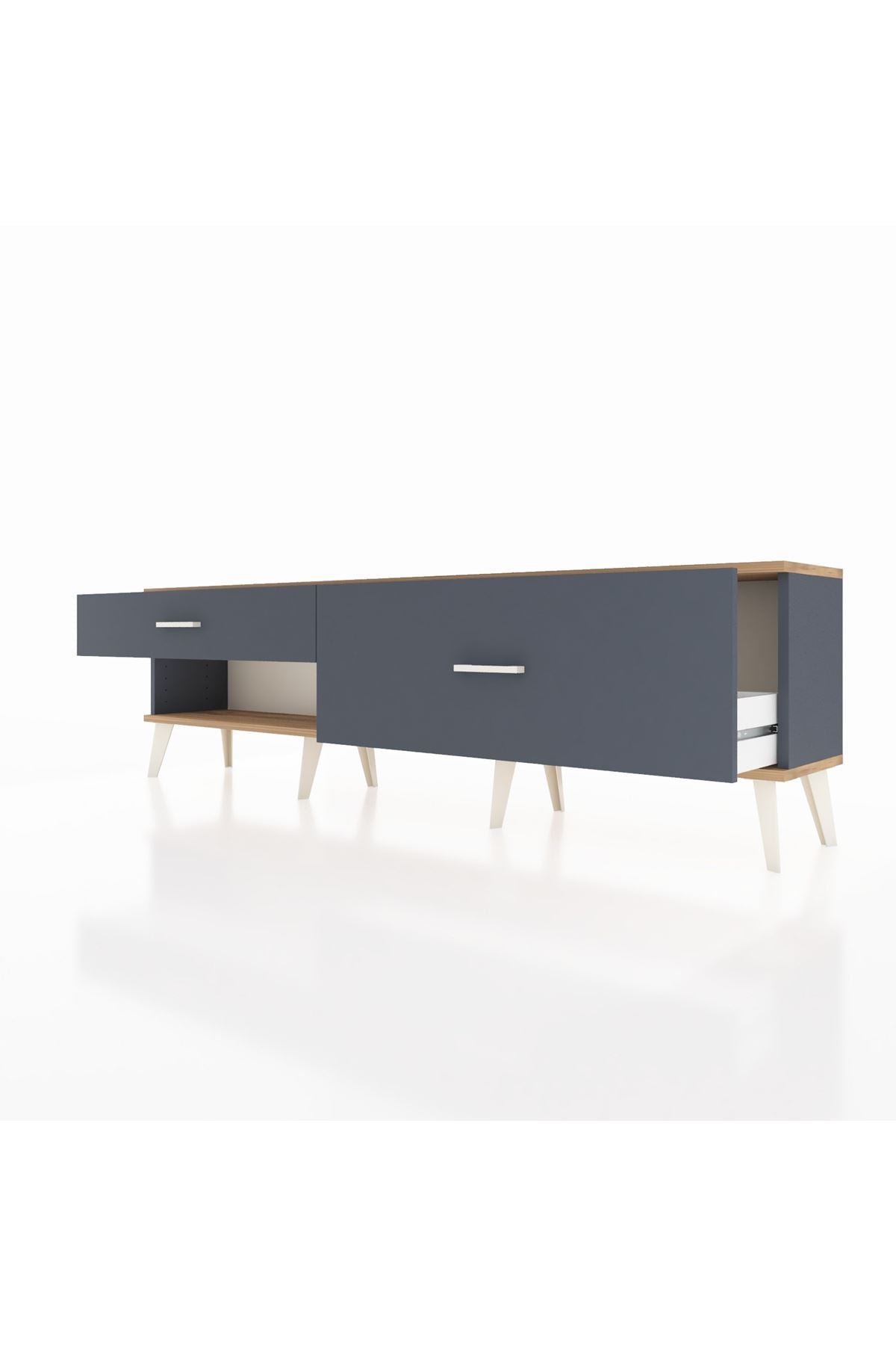 Arges TV Ünitesi 2 Çekmeceli  176x30x51 Antrasit-Çam/Antrasit