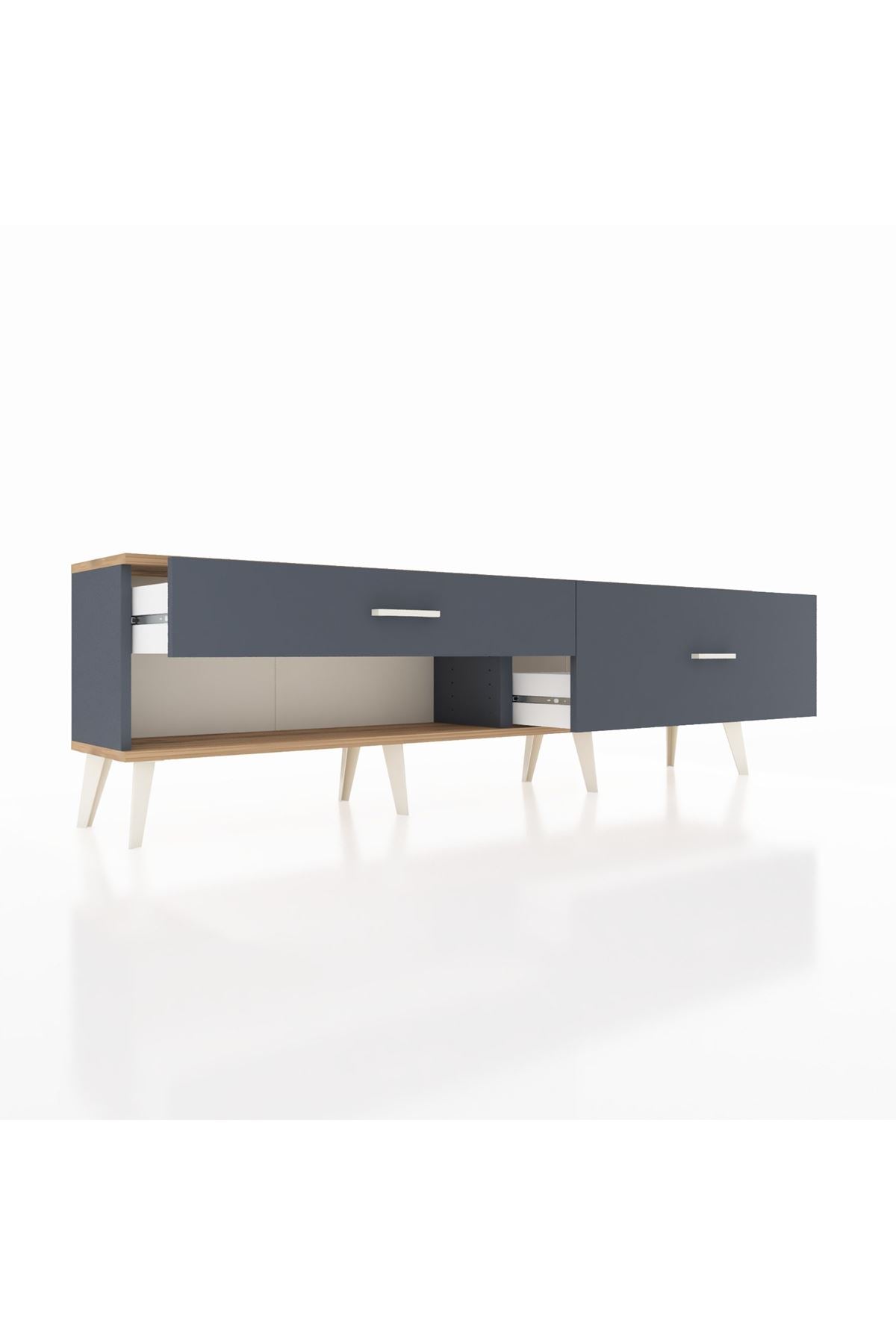 Arges TV Ünitesi 2 Çekmeceli  176x30x51 Antrasit-Çam/Antrasit