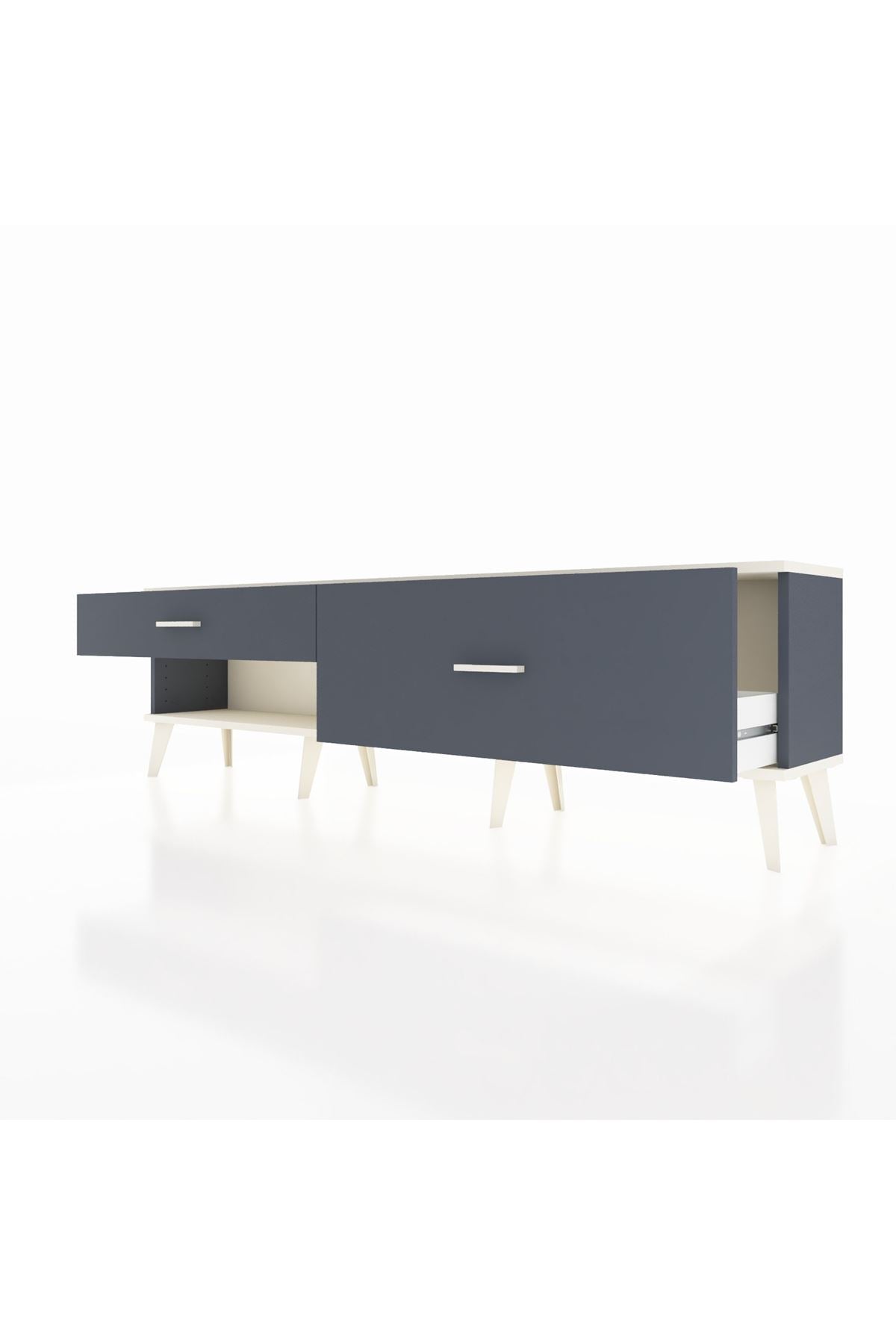 Arges TV Ünitesi 2 Çekmeceli  176x30x51 Antrasit-Aytaşı/Antrasit