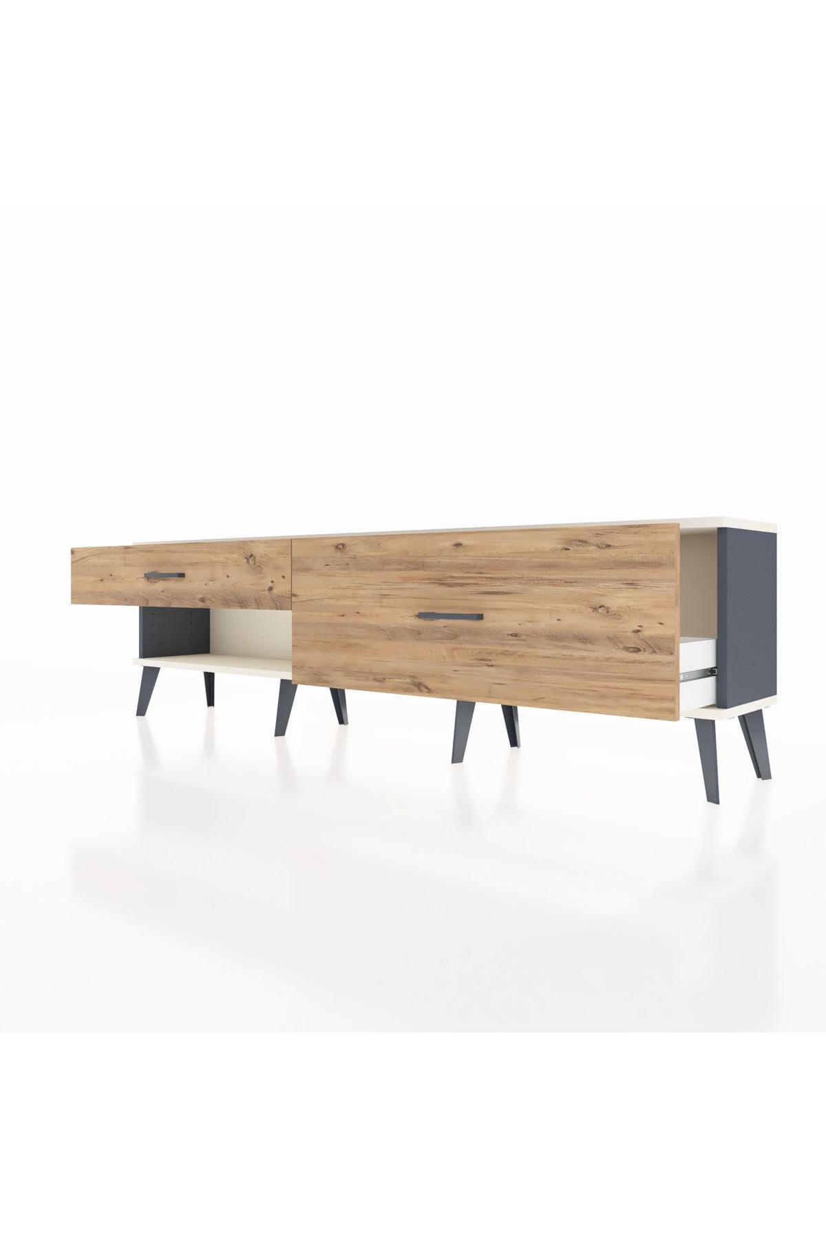 Arges TV Ünitesi 2 Çekmeceli  176x30x51 Antrasit-Aytaşı/Çam