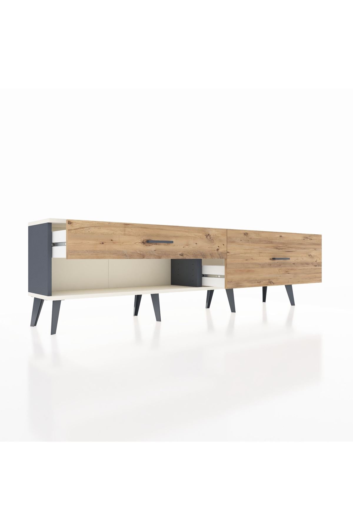 Arges TV Ünitesi 2 Çekmeceli  176x30x51 Antrasit-Aytaşı/Çam