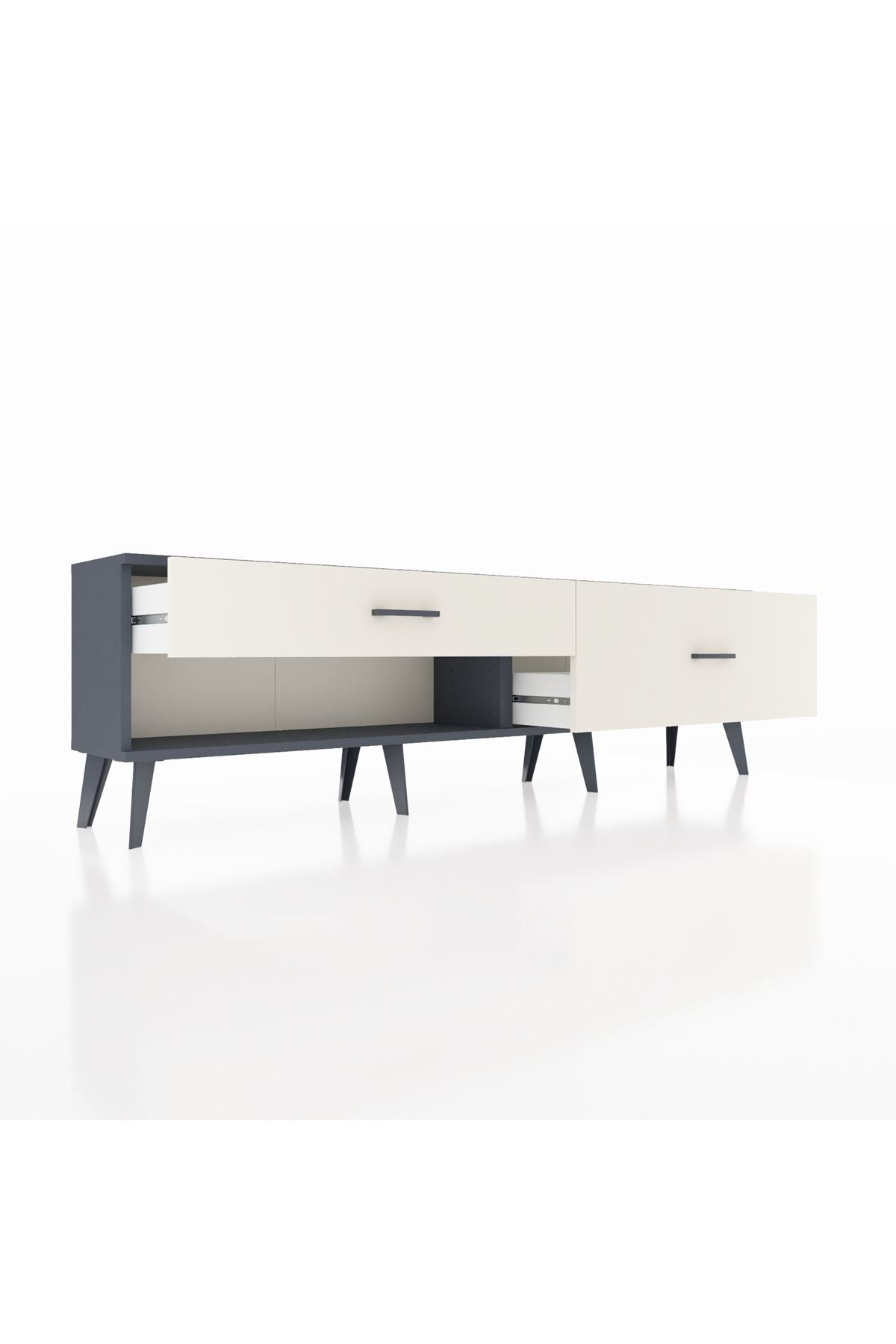 Arges TV Ünitesi 2 Çekmeceli  176x30x51 Antrasit-Antrasit/Aytaşı