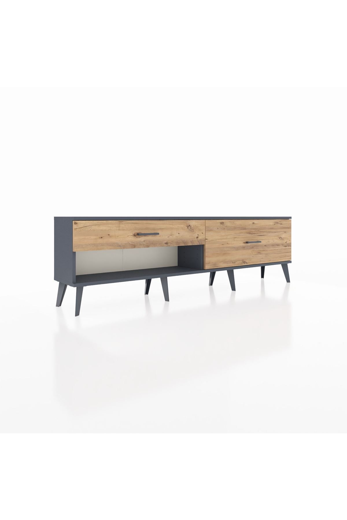 Arges TV Ünitesi 2 Çekmeceli  176x30x51 Antrasit-Antrasit/Çam