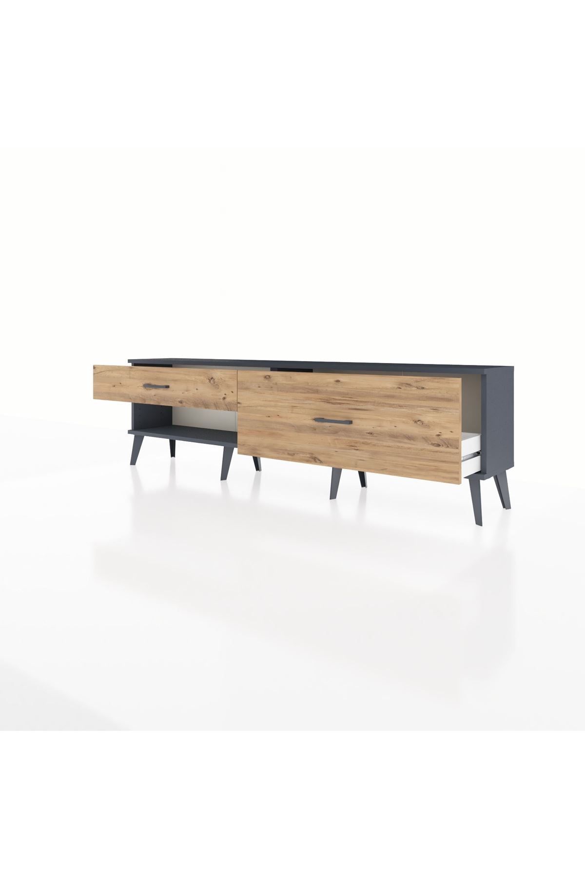 Arges TV Ünitesi 2 Çekmeceli  176x30x51 Antrasit-Antrasit/Çam