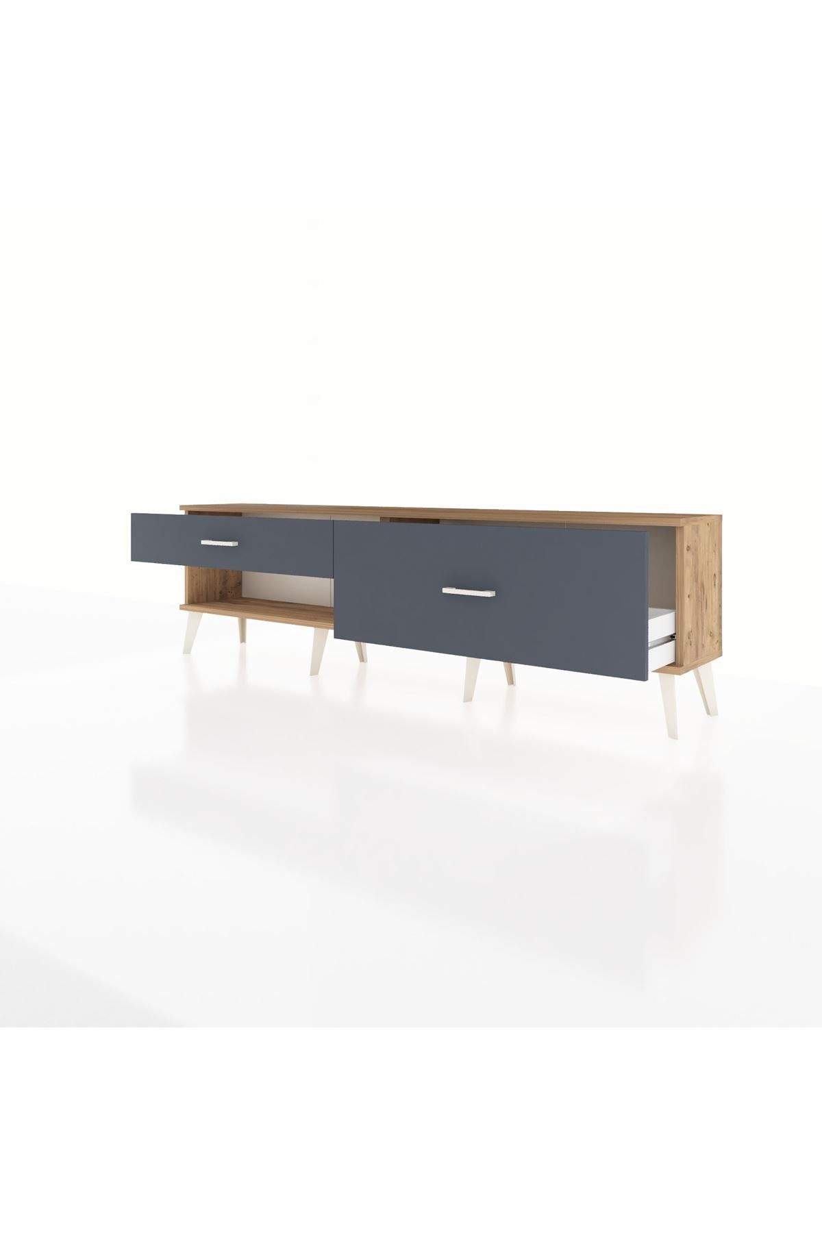 Arges TV Ünitesi 2 Çekmeceli  176x30x51 Çam-Çam/Antrasit