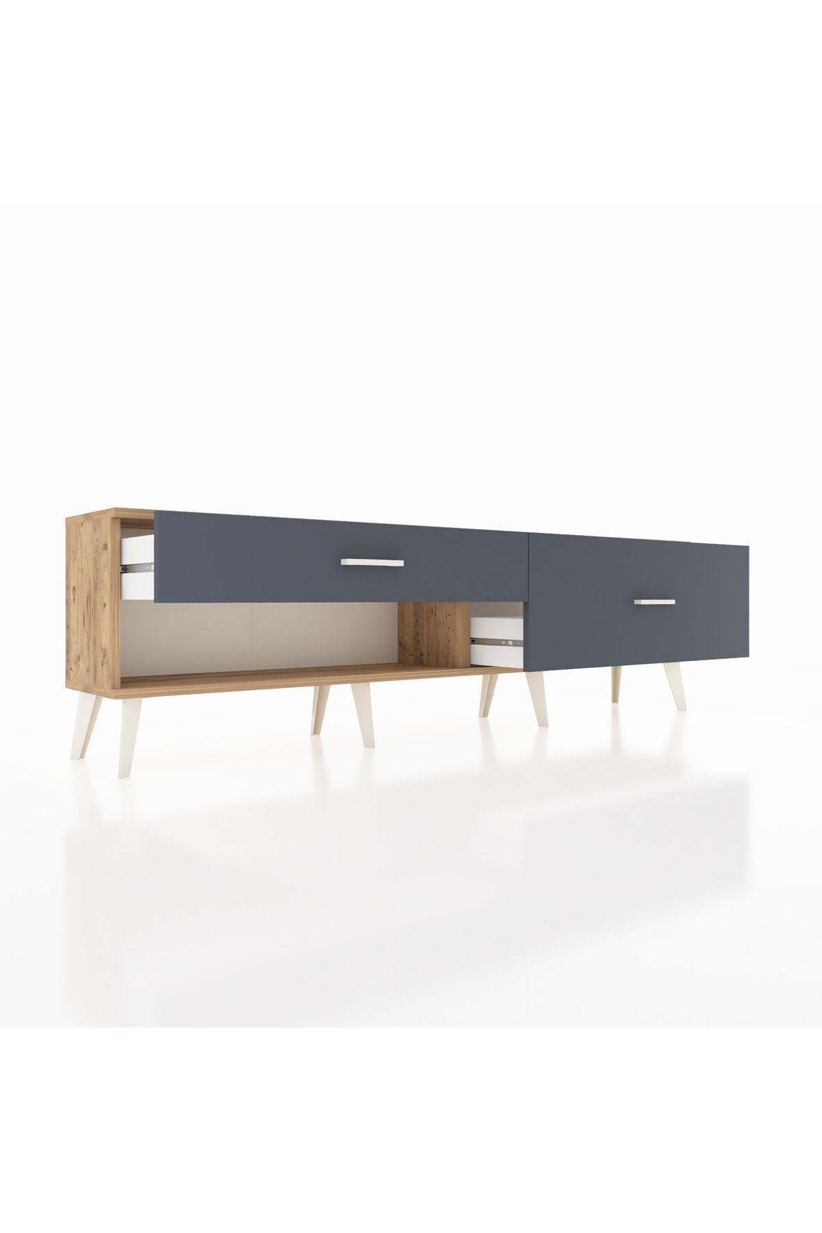 Arges TV Ünitesi 2 Çekmeceli  176x30x51 Çam-Çam/Antrasit