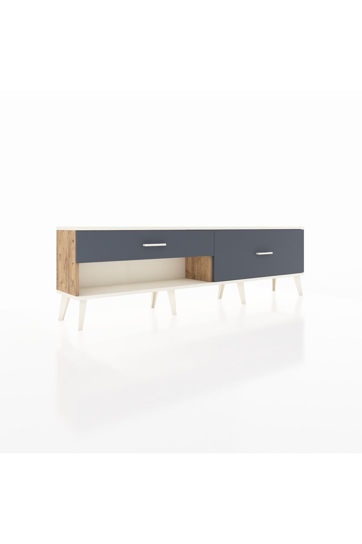 Arges TV Ünitesi 2 Çekmeceli  176x30x51 Çam-Aytaşı/Antrasit