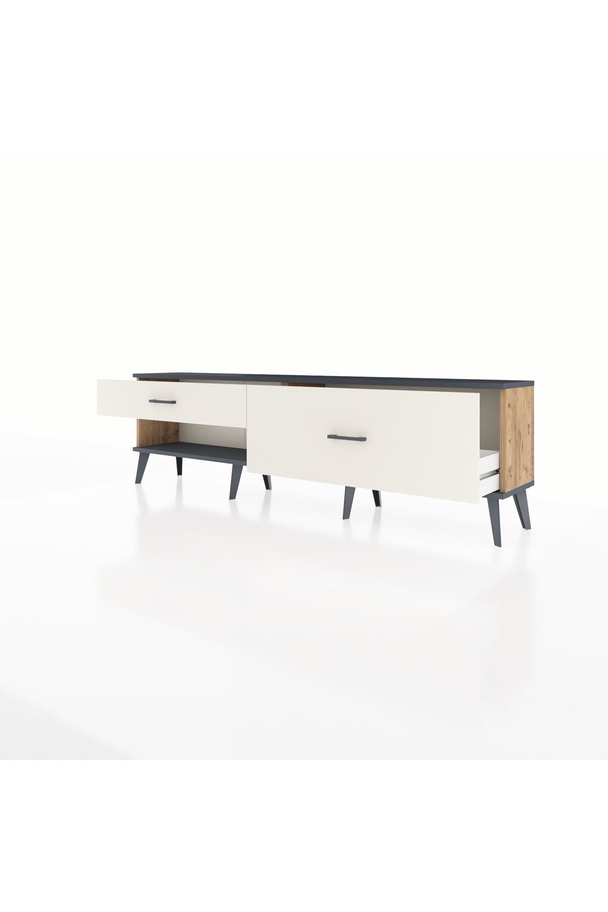 Arges TV Ünitesi 2 Çekmeceli  176x30x51 Çam-Antrasit/Aytaşı