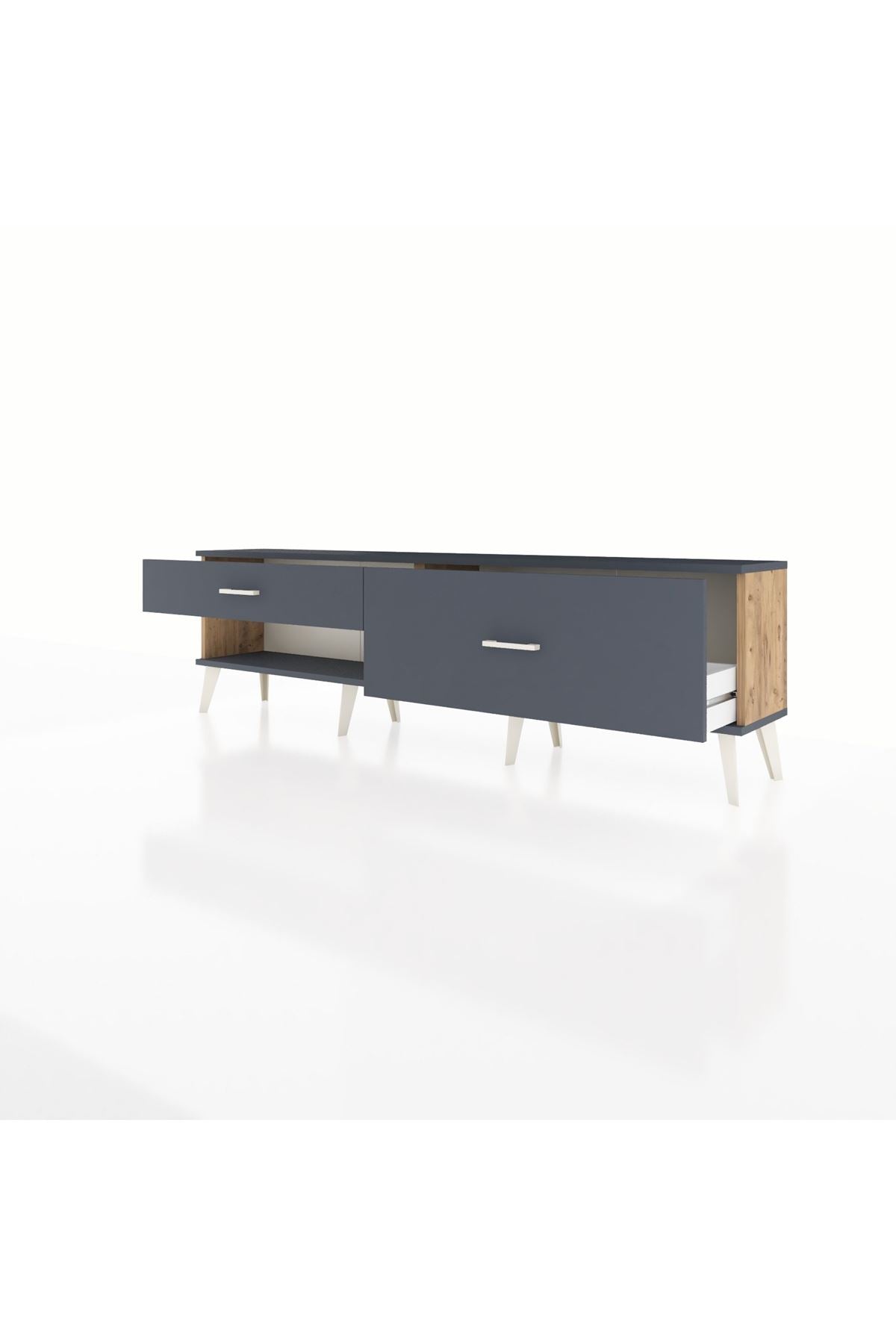 Arges TV Ünitesi 2 Çekmeceli  176x30x51 Çam-Antrasit/Antrasit