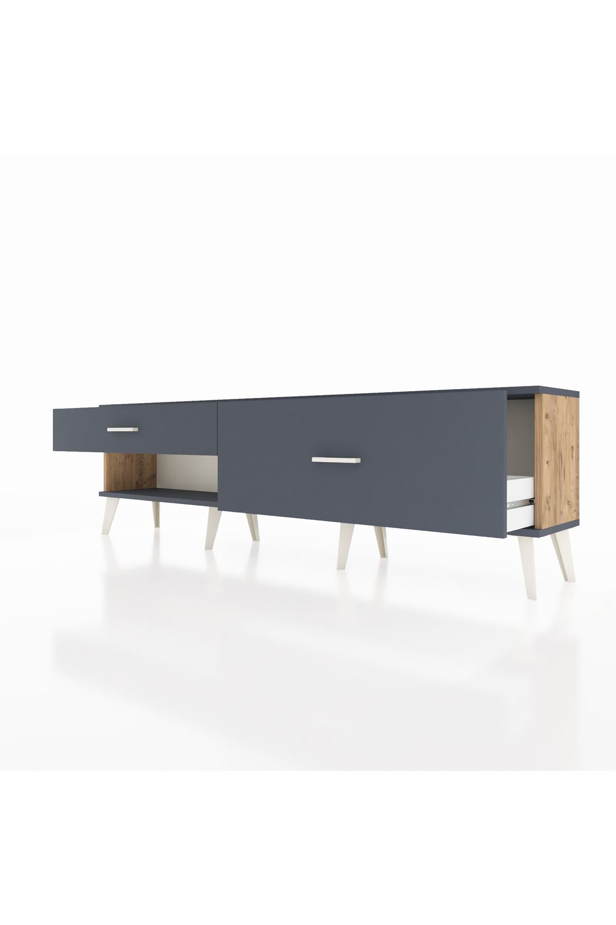 Arges TV Ünitesi 2 Çekmeceli  176x30x51 Çam-Antrasit/Antrasit