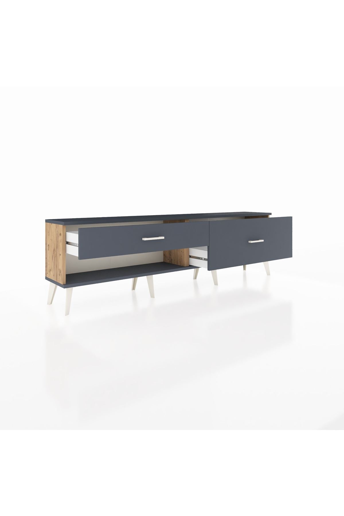 Arges TV Ünitesi 2 Çekmeceli  176x30x51 Çam-Antrasit/Antrasit