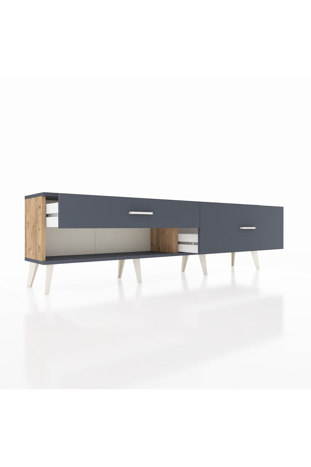 Arges TV Ünitesi 2 Çekmeceli  176x30x51 Çam-Antrasit/Antrasit