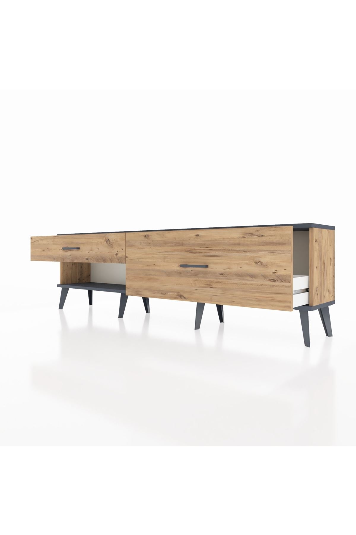 Arges TV Ünitesi 2 Çekmeceli  176x30x51 Çam-Antrasit/Çam