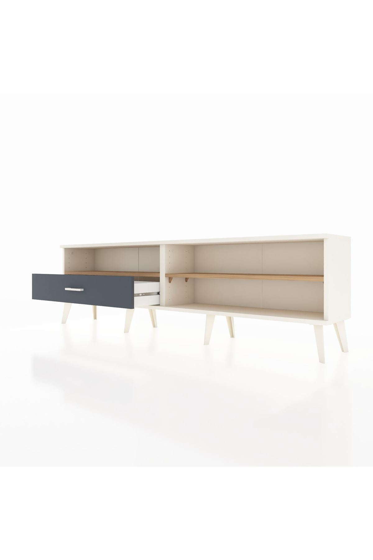 Arges TV Ünitesi 2 Raflı Tek Çekmeceli  176x30x51 Aytaşı-Çam/Antrasit