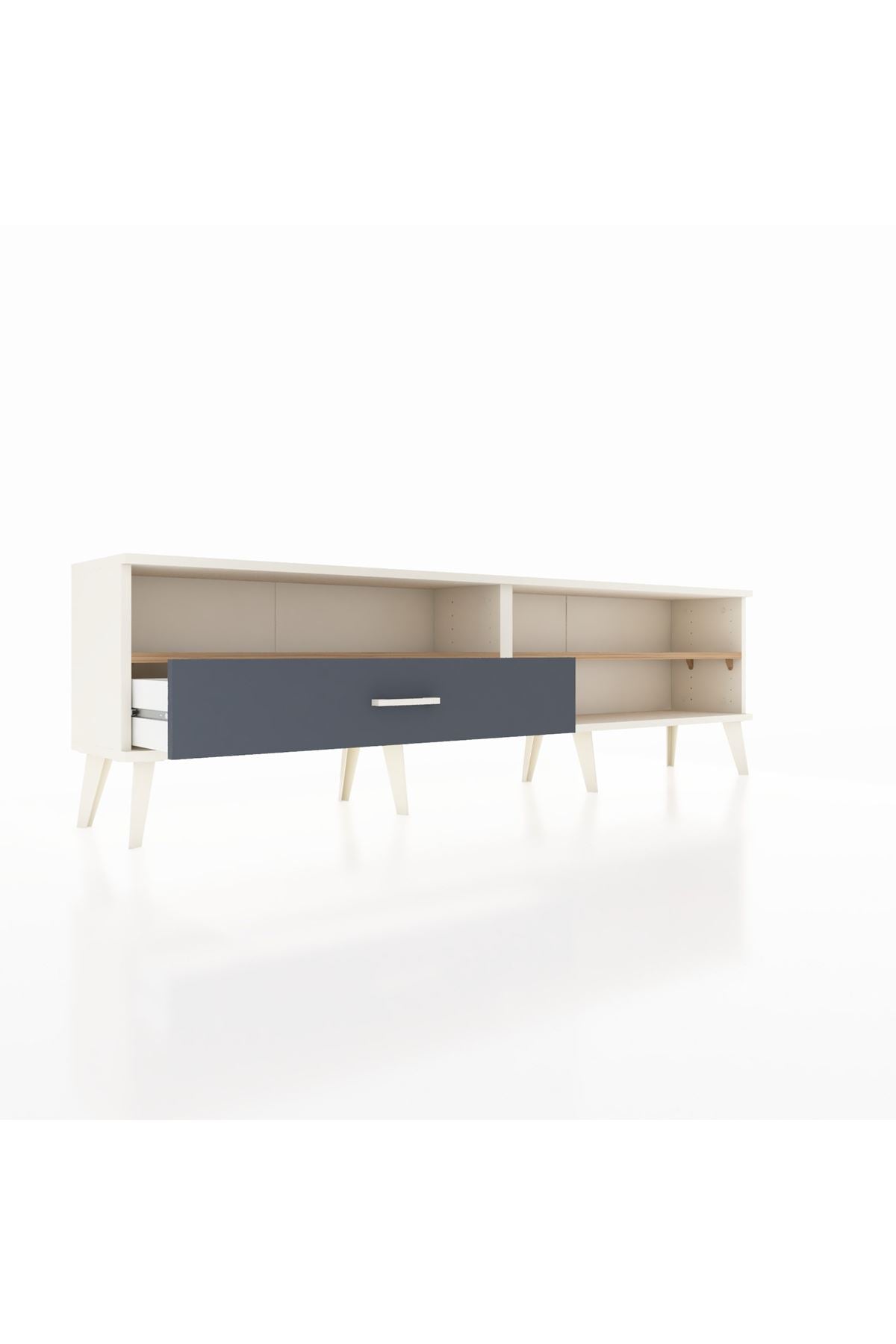 Arges TV Ünitesi 2 Raflı Tek Çekmeceli  176x30x51 Aytaşı-Çam/Antrasit