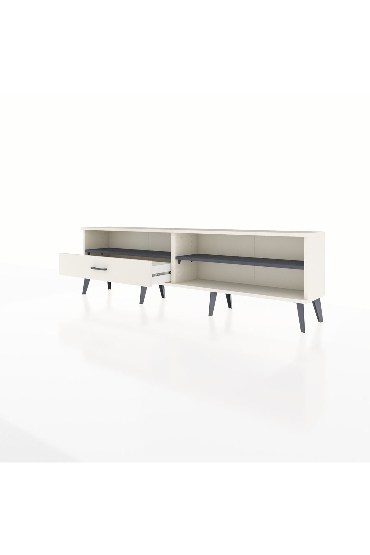 Arges TV Ünitesi 2 Raflı Tek Çekmeceli  176x30x51 Aytaşı-Antrasit/Aytaşı