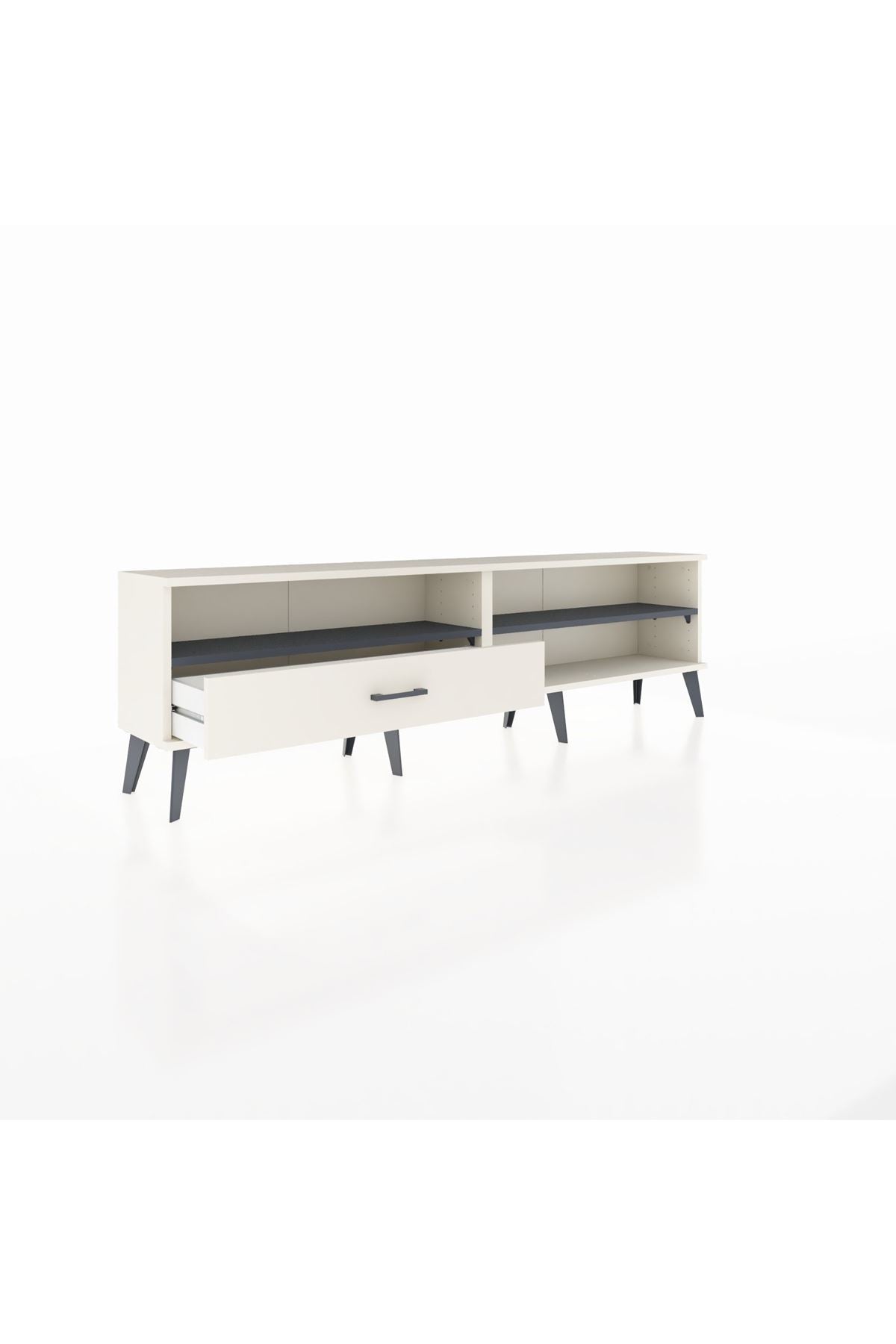 Arges TV Ünitesi 2 Raflı Tek Çekmeceli  176x30x51 Aytaşı-Antrasit/Aytaşı