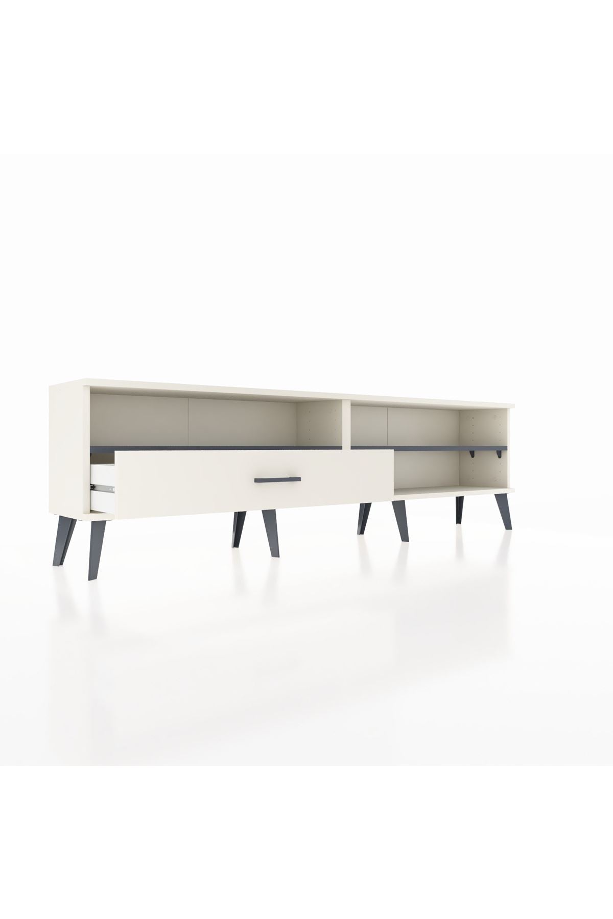 Arges TV Ünitesi 2 Raflı Tek Çekmeceli  176x30x51 Aytaşı-Antrasit/Aytaşı