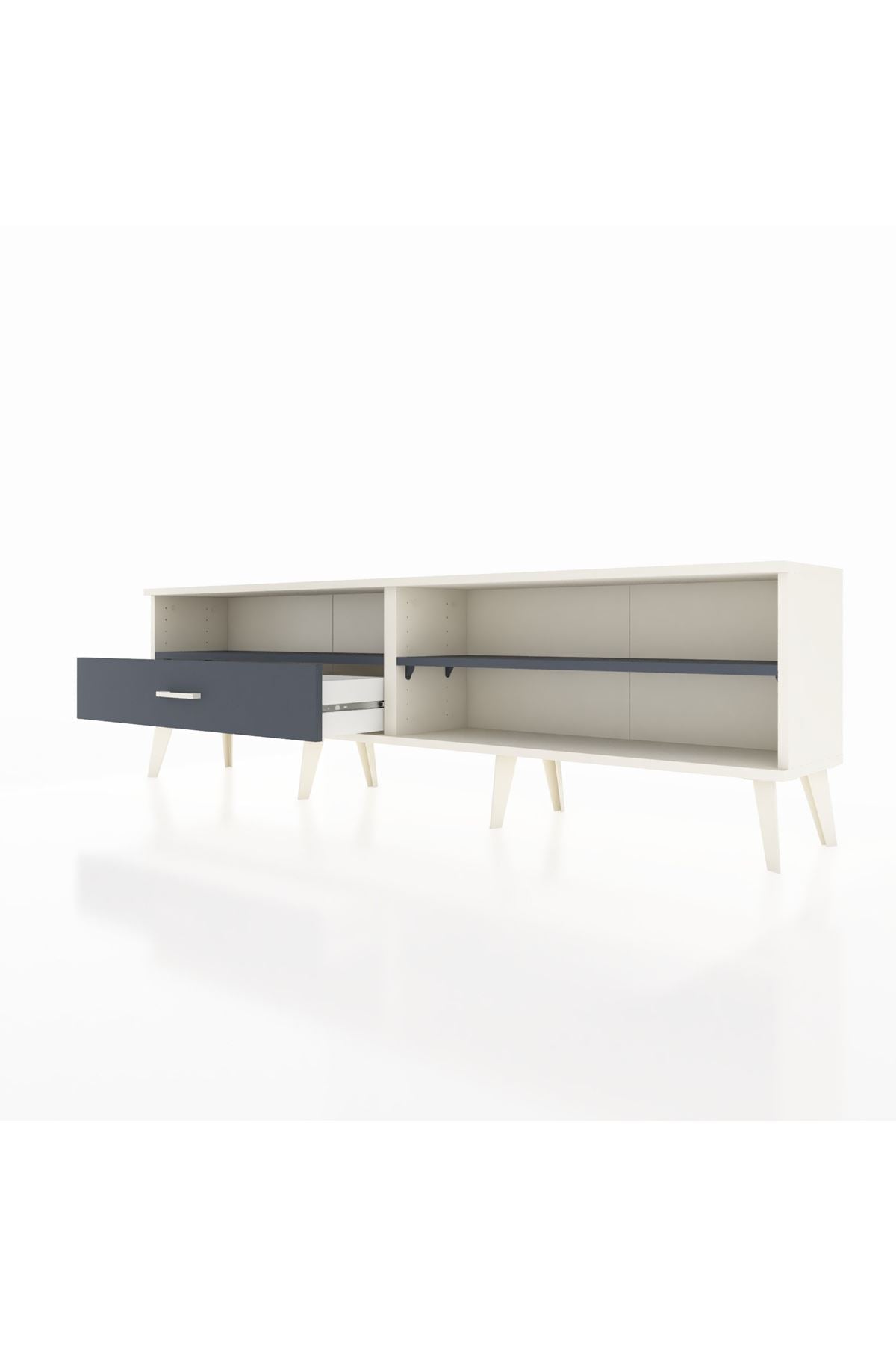 Arges TV Ünitesi 2 Raflı Tek Çekmeceli  176x30x51 Aytaşı-Antrasit/Antrasit