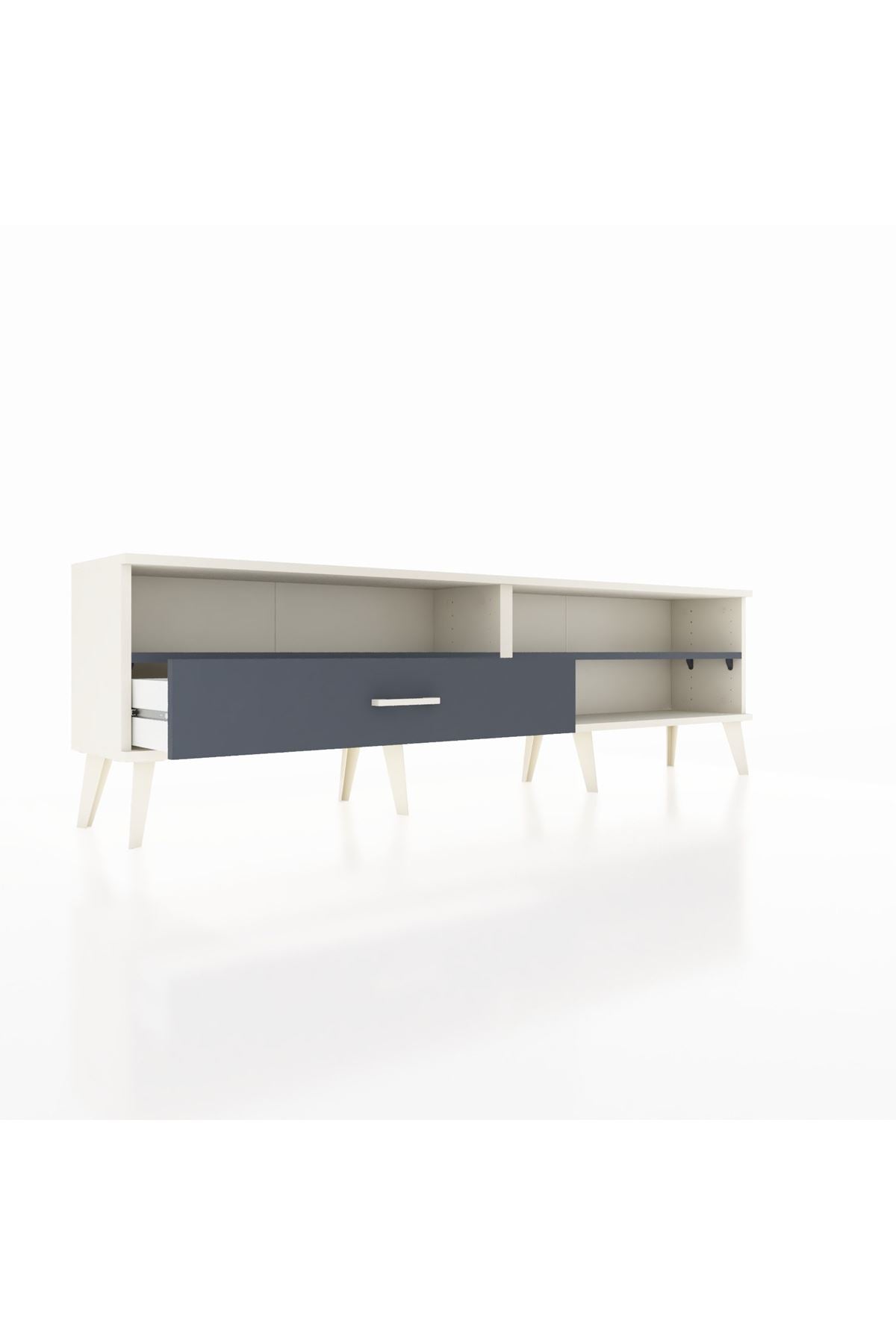 Arges TV Ünitesi 2 Raflı Tek Çekmeceli  176x30x51 Aytaşı-Antrasit/Antrasit