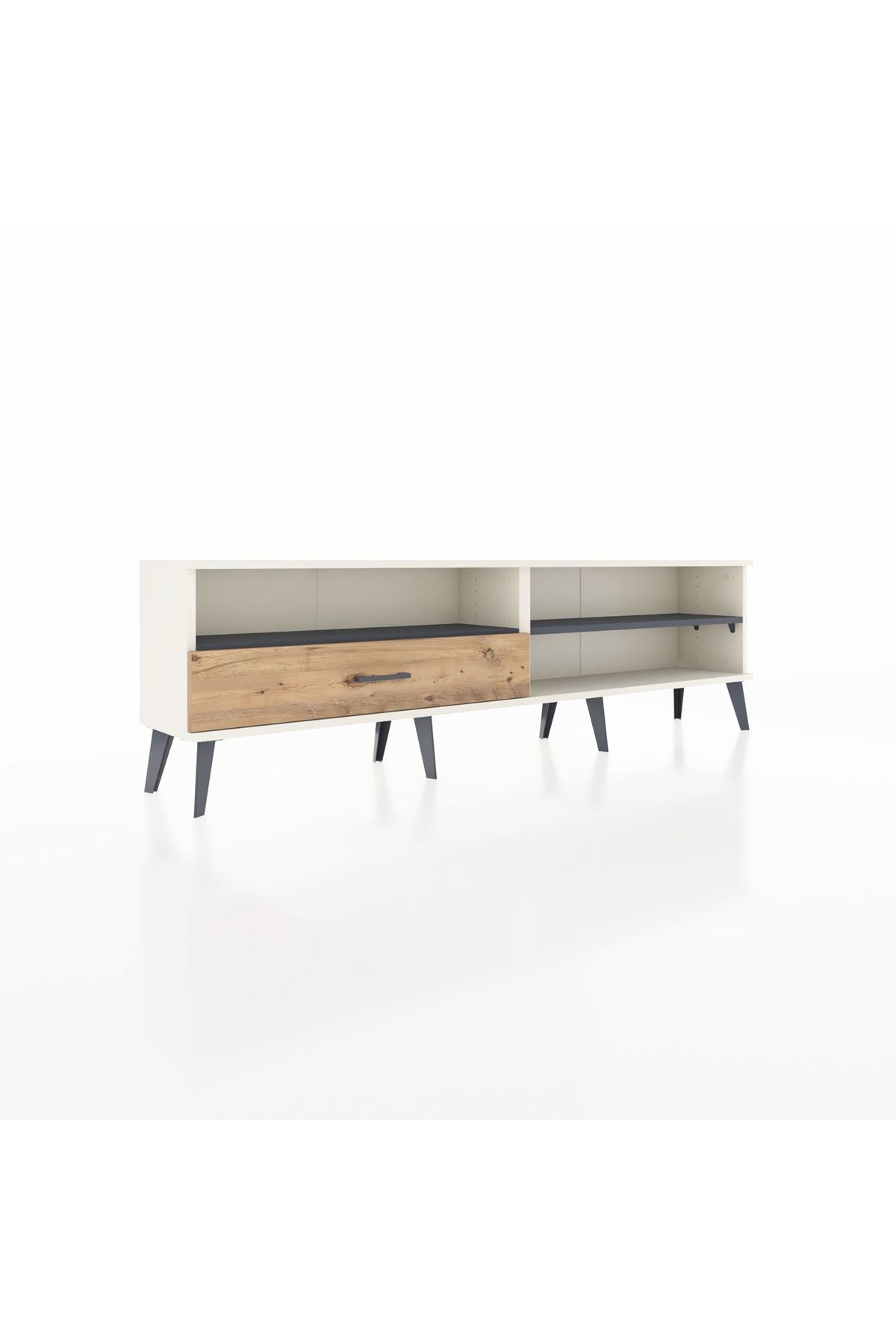 Arges TV Ünitesi 2 Raflı Tek Çekmeceli  176x30x51 Aytaşı-Antrasit/Çam