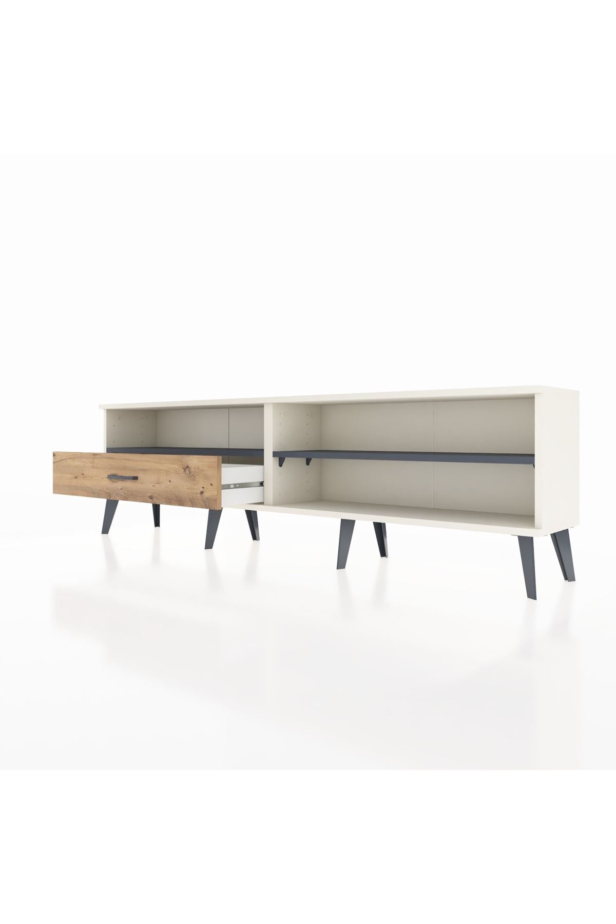 Arges TV Ünitesi 2 Raflı Tek Çekmeceli  176x30x51 Aytaşı-Antrasit/Çam