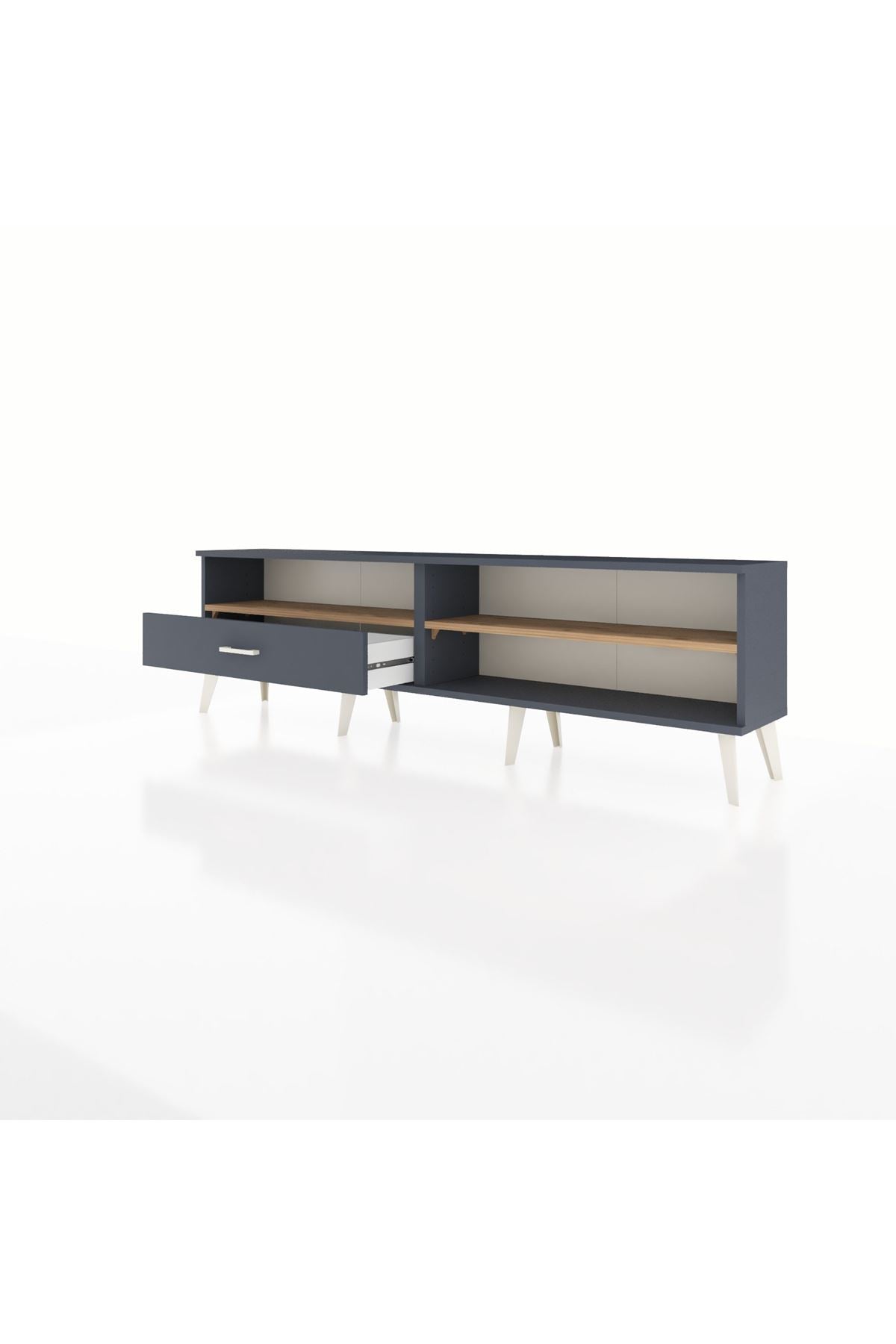 Arges TV Ünitesi 2 Raflı Tek Çekmeceli  176x30x51 Antrasit-Çam/Antrasit