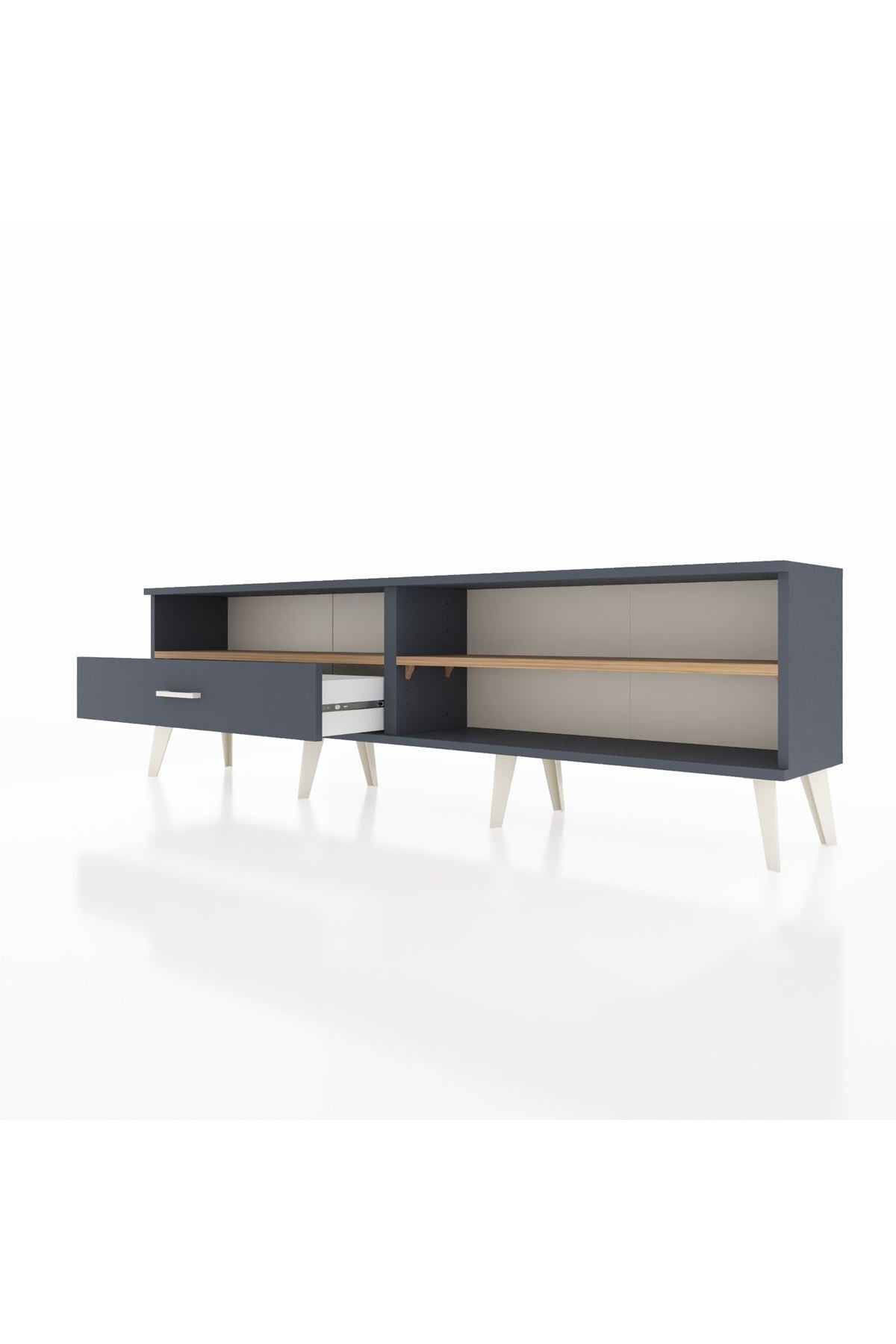 Arges TV Ünitesi 2 Raflı Tek Çekmeceli  176x30x51 Antrasit-Çam/Antrasit