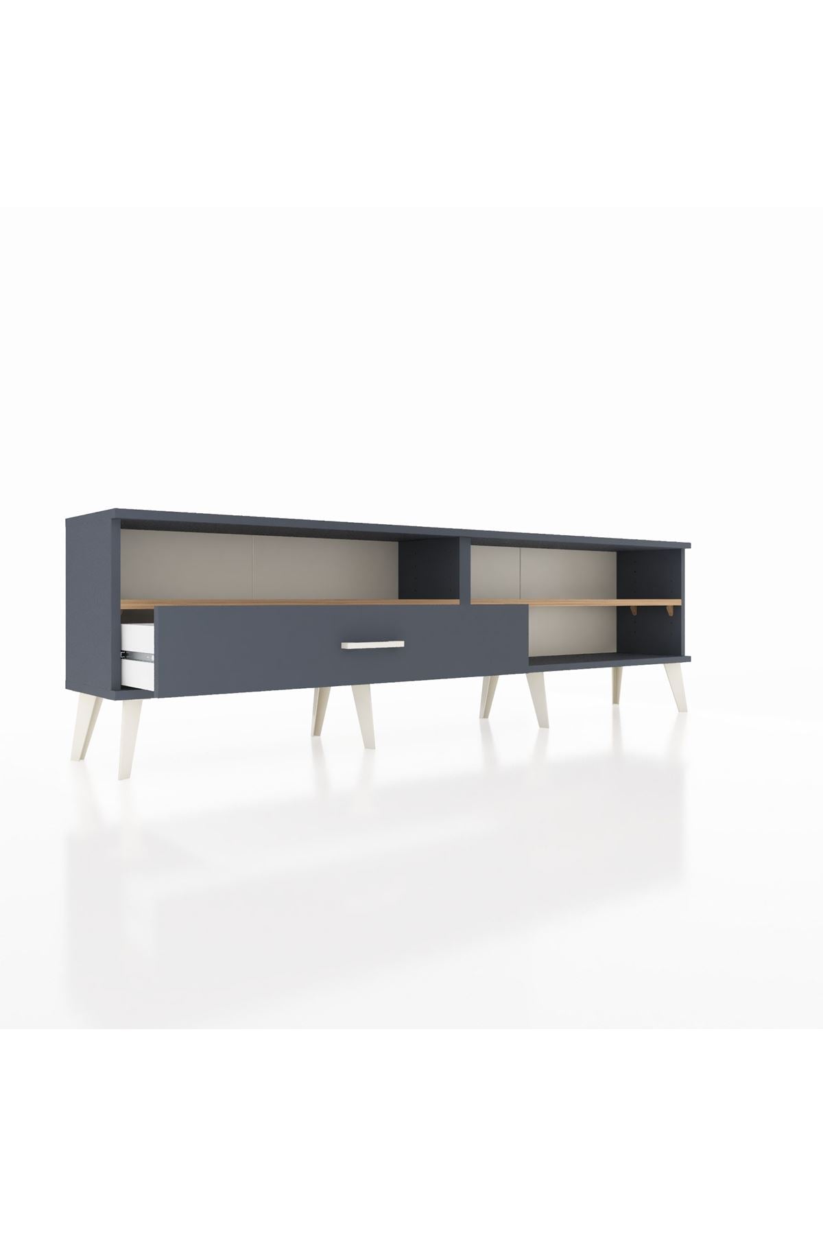 Arges TV Ünitesi 2 Raflı Tek Çekmeceli  176x30x51 Antrasit-Çam/Antrasit