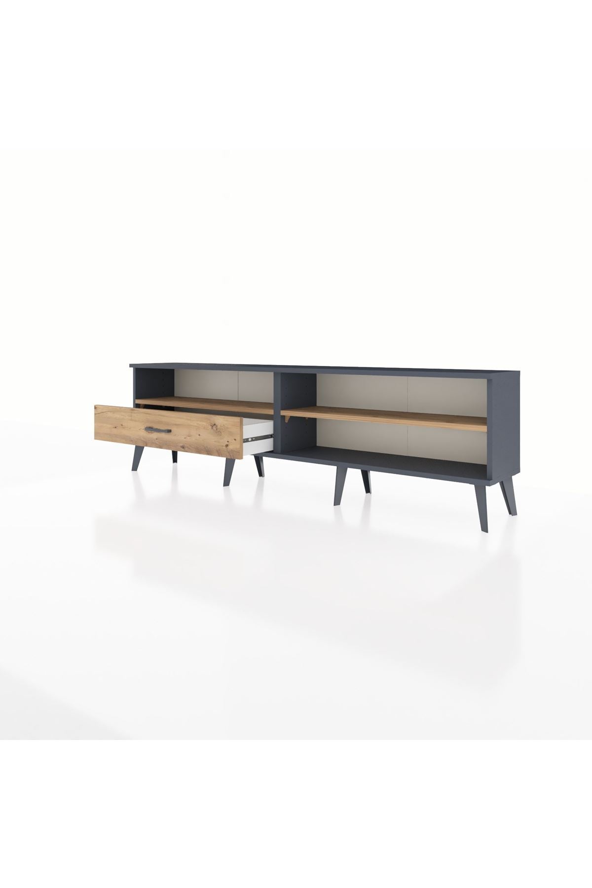 Arges TV Ünitesi 2 Raflı Tek Çekmeceli  176x30x51 Antrasit-Çam/Çam