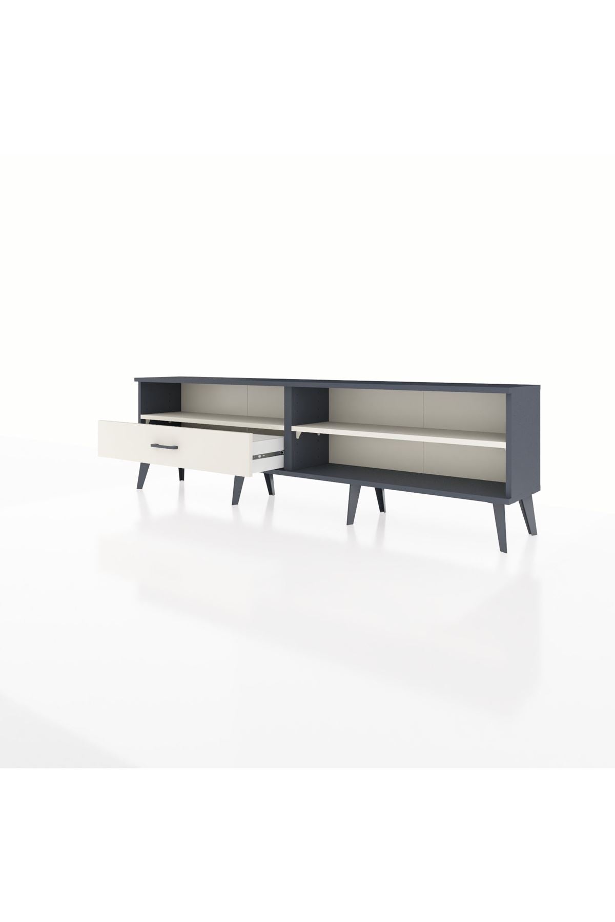 Arges TV Ünitesi 2 Raflı Tek Çekmeceli  176x30x51 Antrasit-Aytaşı/Aytaşı