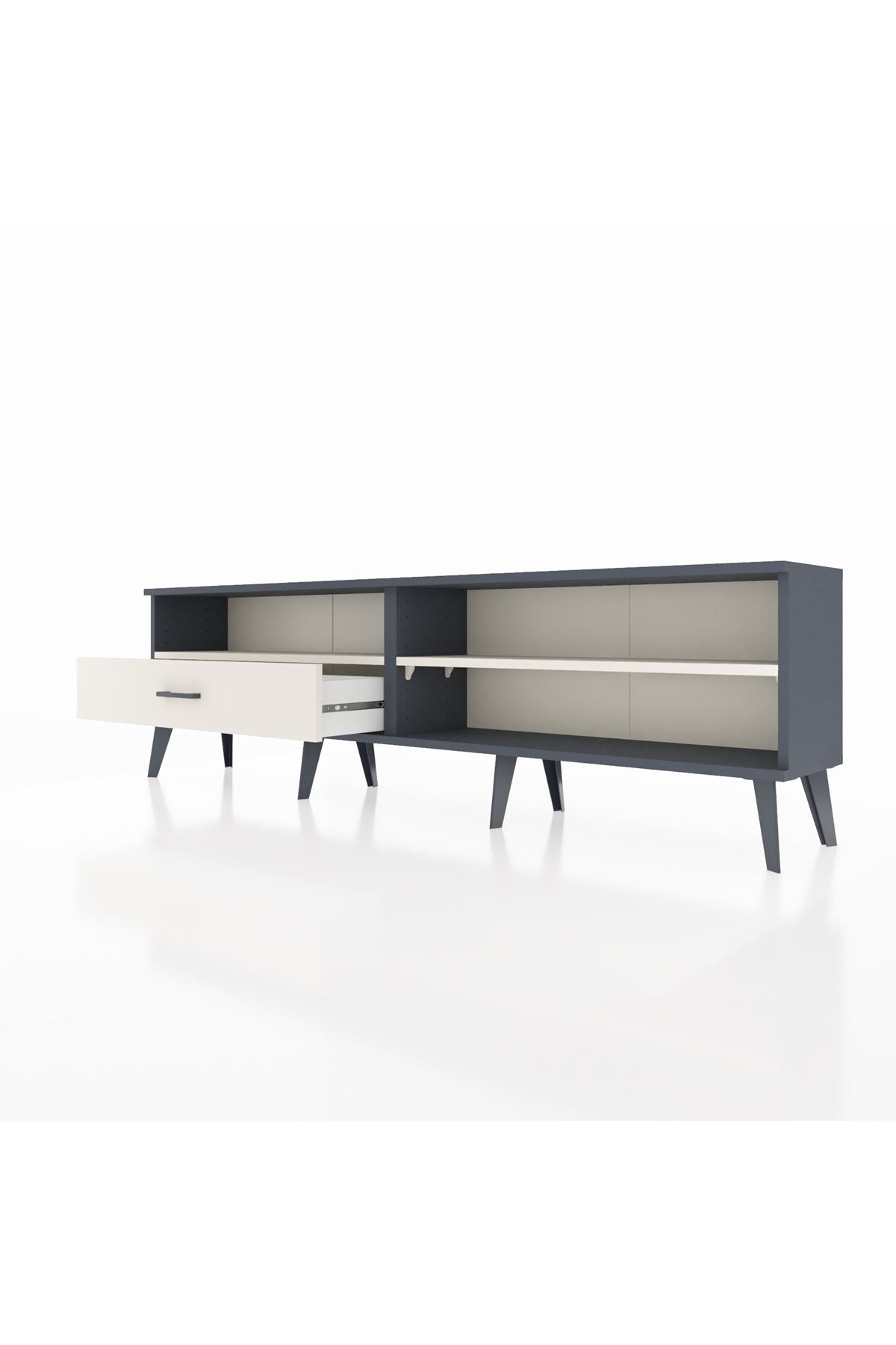 Arges TV Ünitesi 2 Raflı Tek Çekmeceli  176x30x51 Antrasit-Aytaşı/Aytaşı