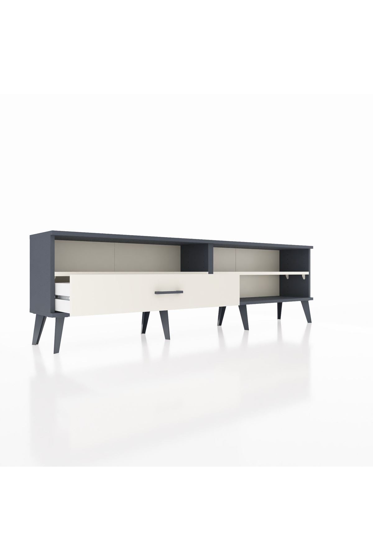 Arges TV Ünitesi 2 Raflı Tek Çekmeceli  176x30x51 Antrasit-Aytaşı/Aytaşı