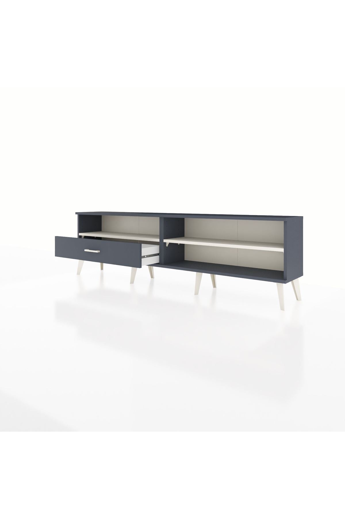 Arges TV Ünitesi 2 Raflı Tek Çekmeceli  176x30x51 Antrasit-Aytaşı/Antrasit