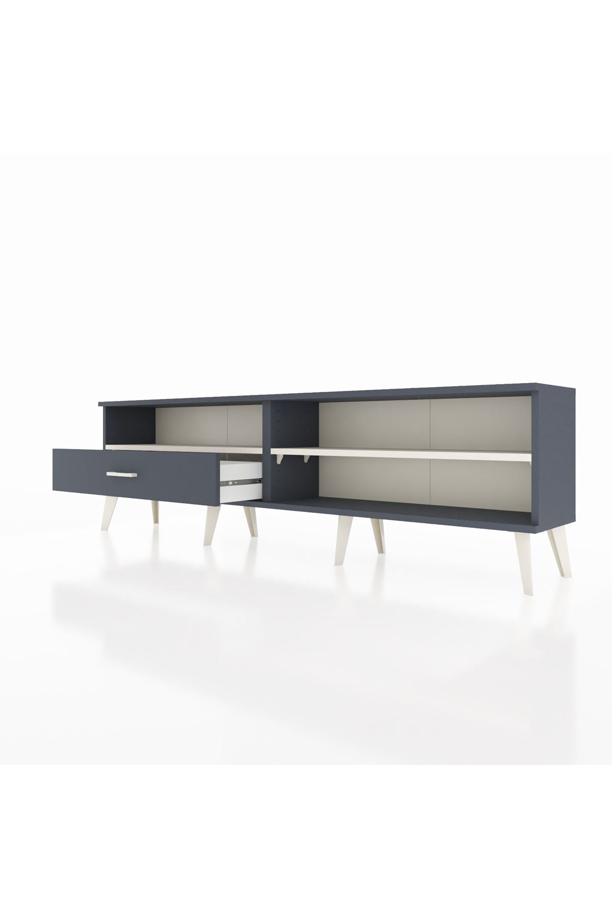 Arges TV Ünitesi 2 Raflı Tek Çekmeceli  176x30x51 Antrasit-Aytaşı/Antrasit