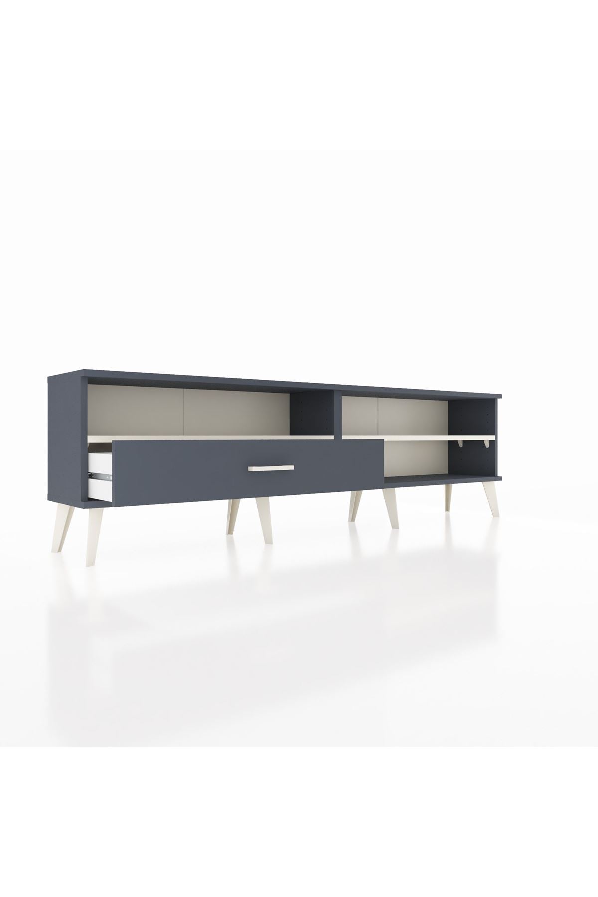 Arges TV Ünitesi 2 Raflı Tek Çekmeceli  176x30x51 Antrasit-Aytaşı/Antrasit