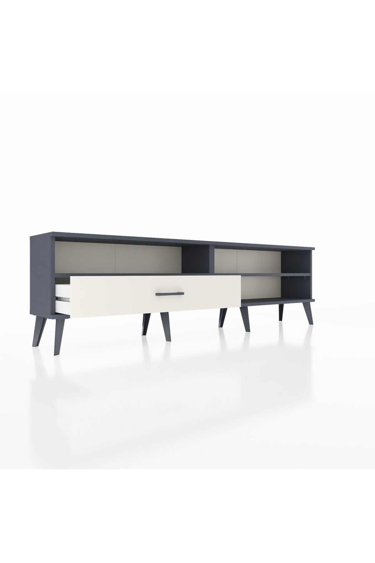 Arges TV Ünitesi 2 Raflı Tek Çekmeceli  176x30x51 Antrasit-Antrasit/Aytaşı