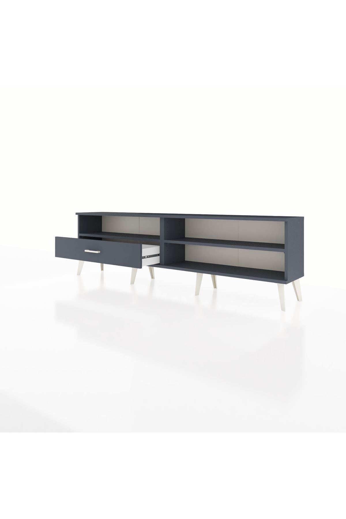 Arges TV Ünitesi 2 Raflı Tek Çekmeceli  176x30x51 Antrasit-Antrasit/Antrasit