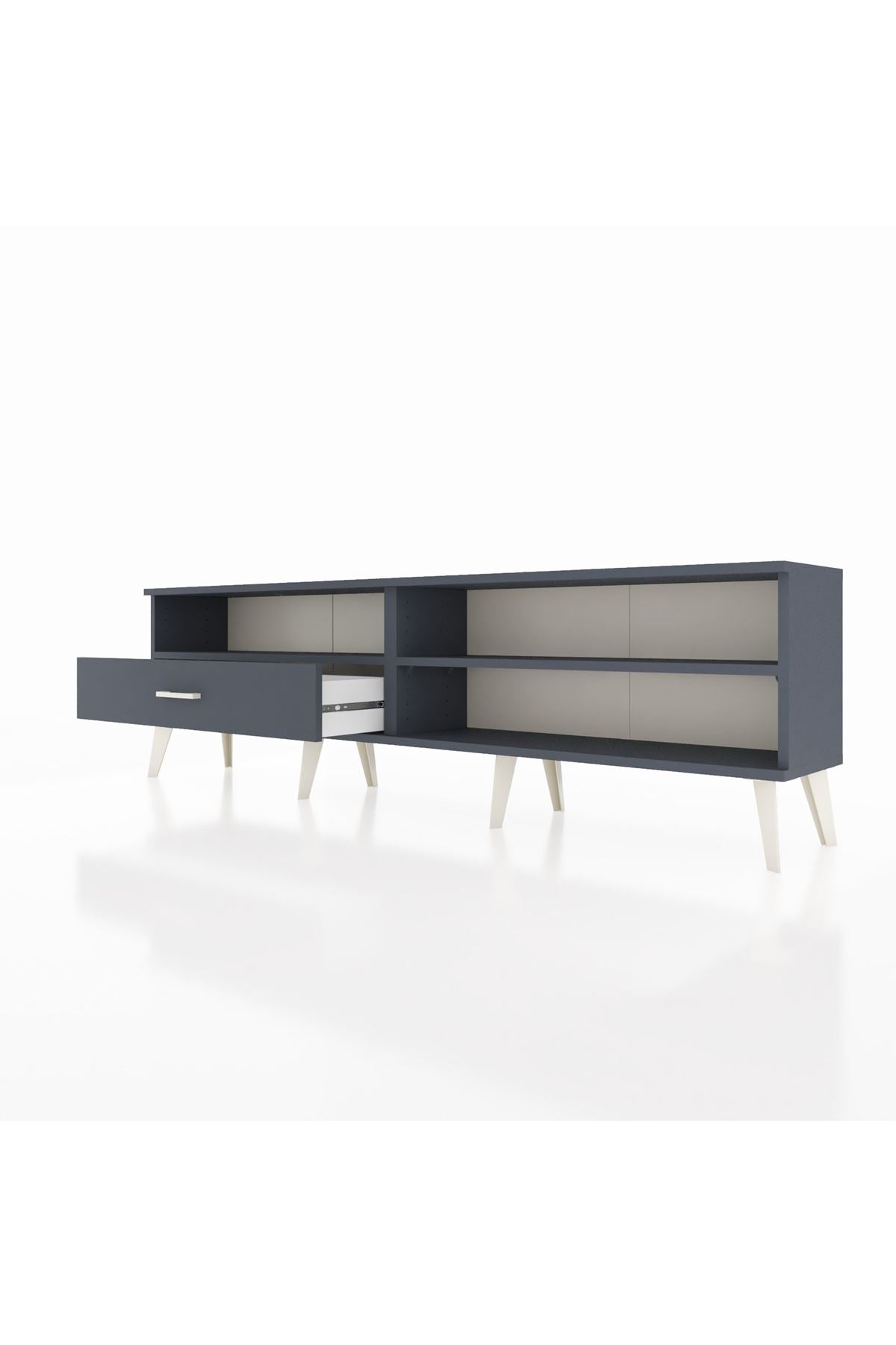 Arges TV Ünitesi 2 Raflı Tek Çekmeceli  176x30x51 Antrasit-Antrasit/Antrasit