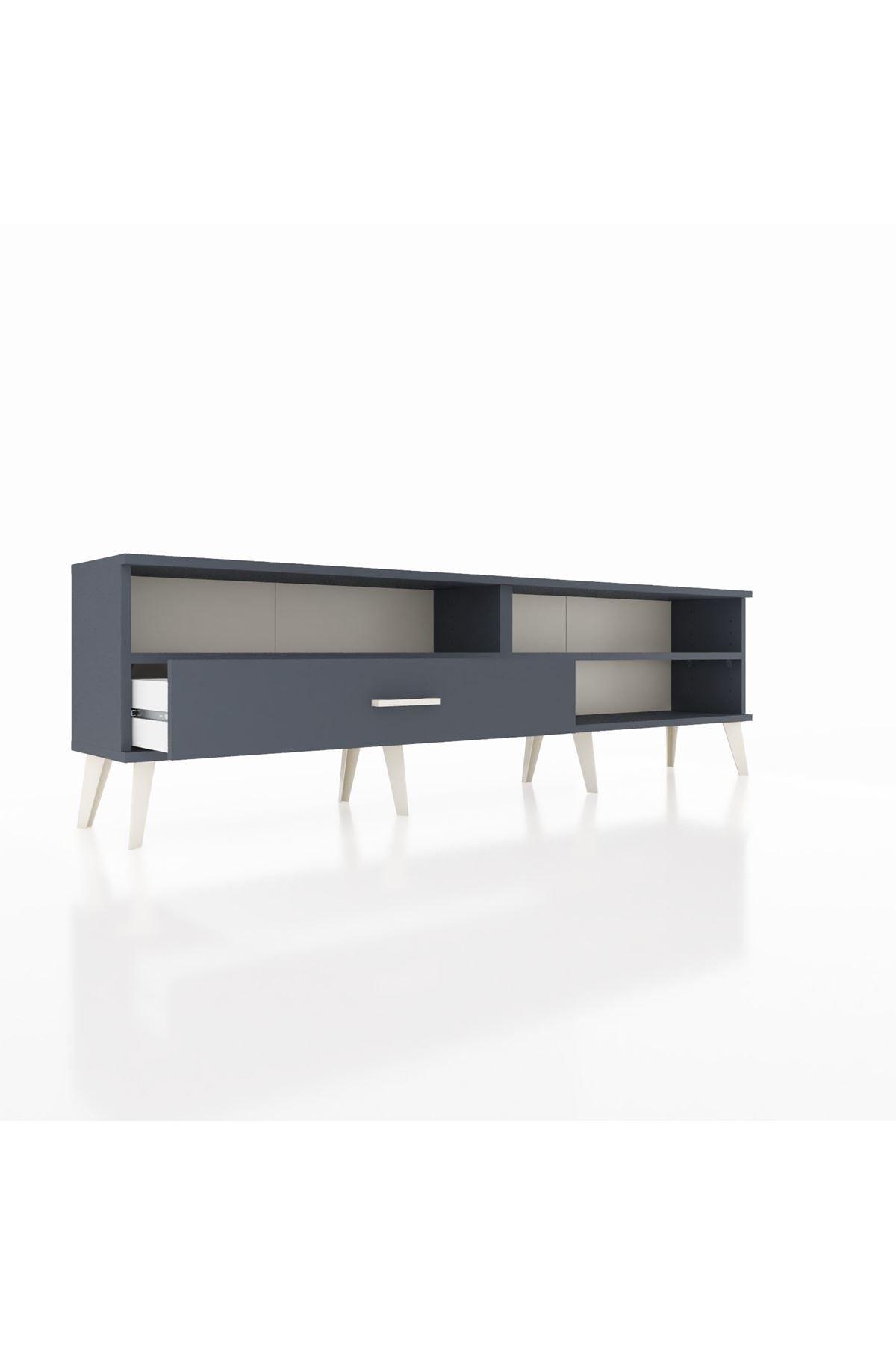 Arges TV Ünitesi 2 Raflı Tek Çekmeceli  176x30x51 Antrasit-Antrasit/Antrasit