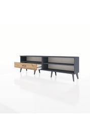 Arges TV Ünitesi 2 Raflı Tek Çekmeceli  176x30x51 Antrasit-Antrasit/Çam