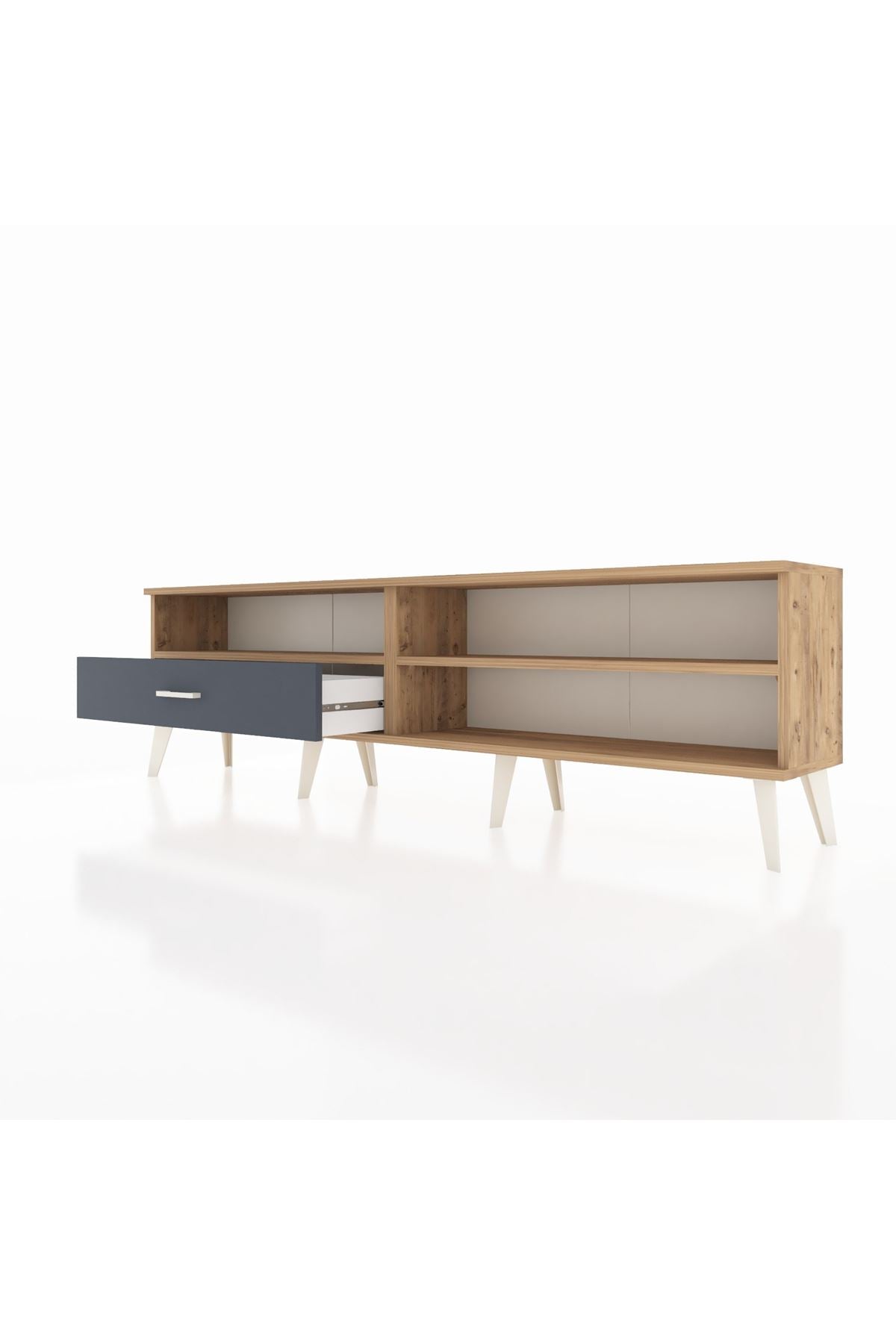 Arges TV Ünitesi 2 Raflı Tek Çekmeceli  176x30x51 Çam-Çam/Antrasit