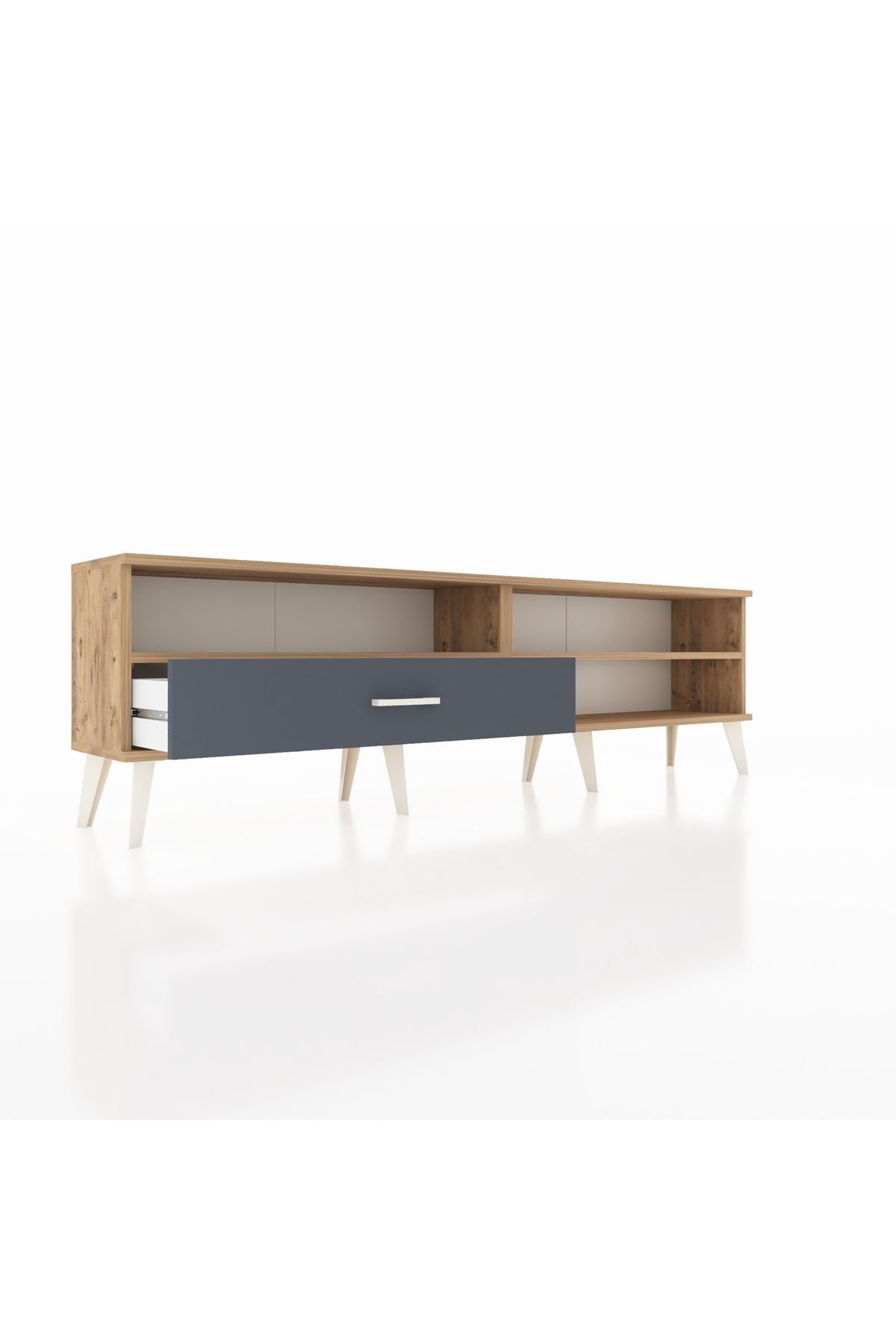 Arges TV Ünitesi 2 Raflı Tek Çekmeceli  176x30x51 Çam-Çam/Antrasit