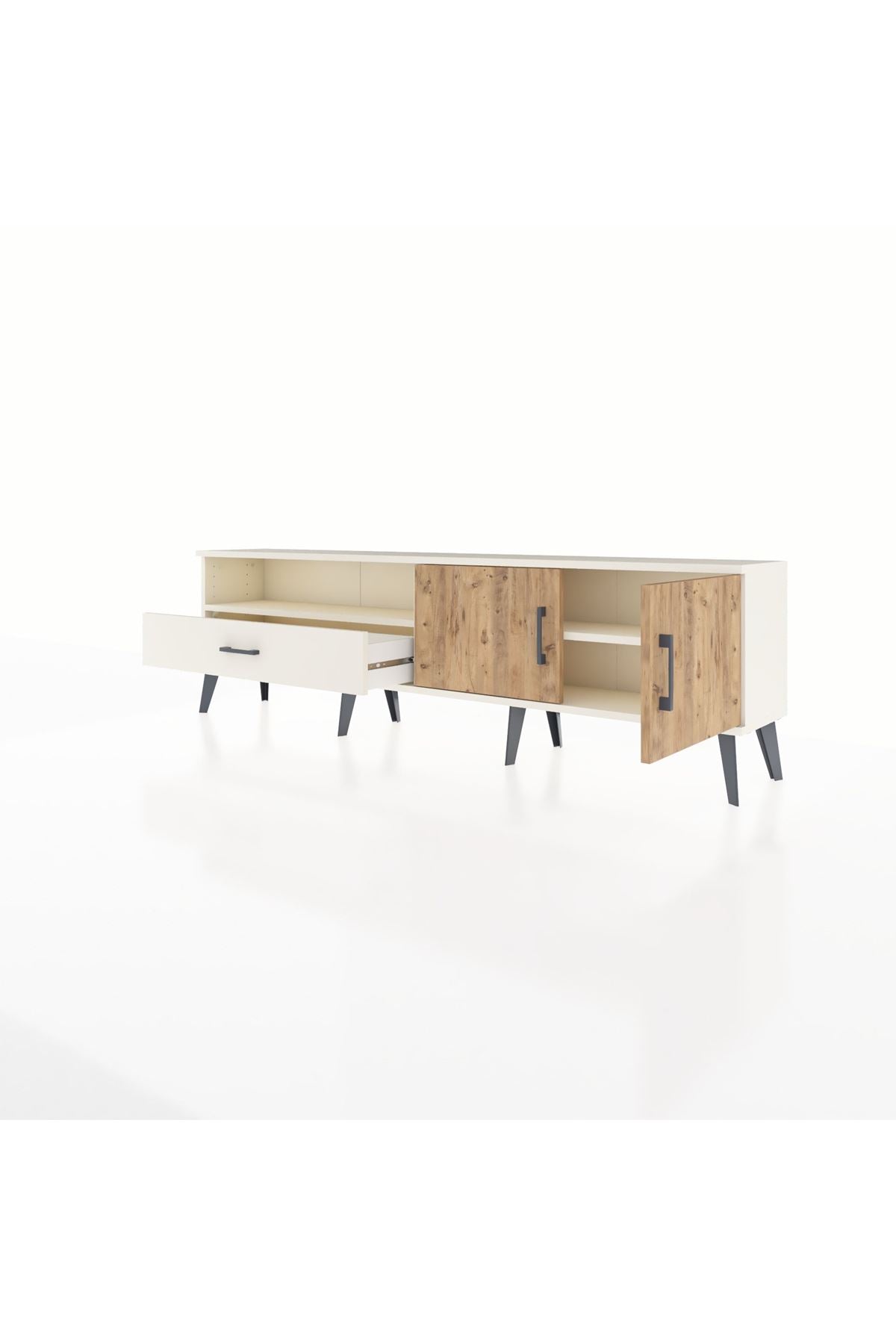 Arges TV Ünitesi 2 Raflı Tek Çekmeceli 2 Kapaklı 176x30x51 Aytaşı-Çam/Aytaşı