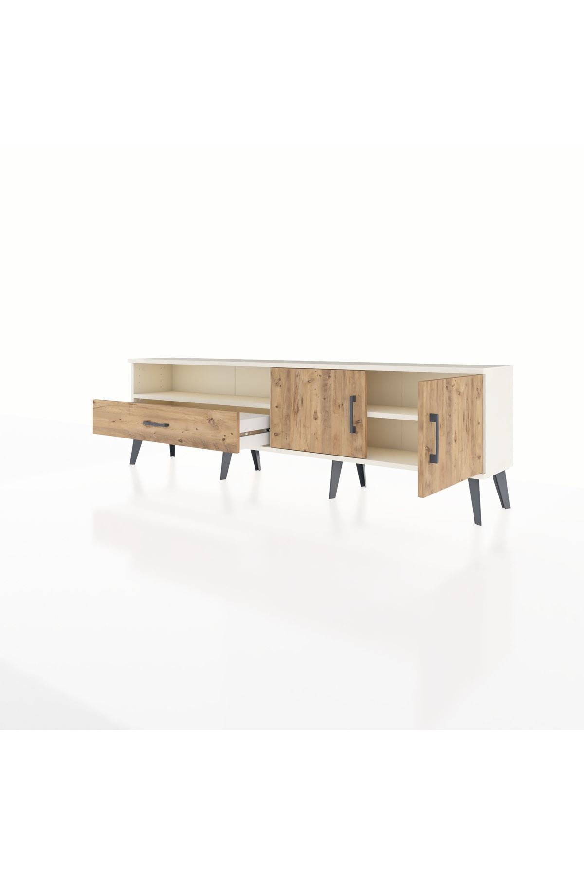 Arges TV Ünitesi 2 Raflı Tek Çekmeceli 2 Kapaklı 176x30x51 Aytaşı-Çam/Çam