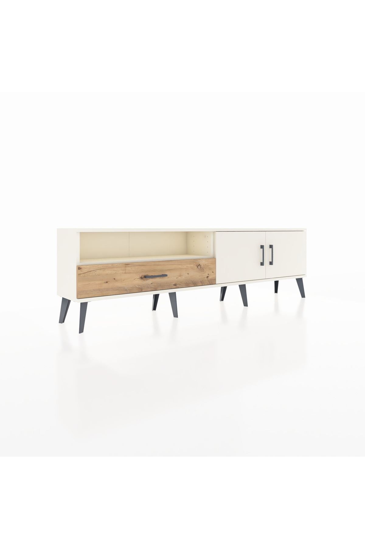 Arges TV Ünitesi 2 Raflı Tek Çekmeceli 2 Kapaklı 176x30x51 Aytaşı-Aytaşı/Çam