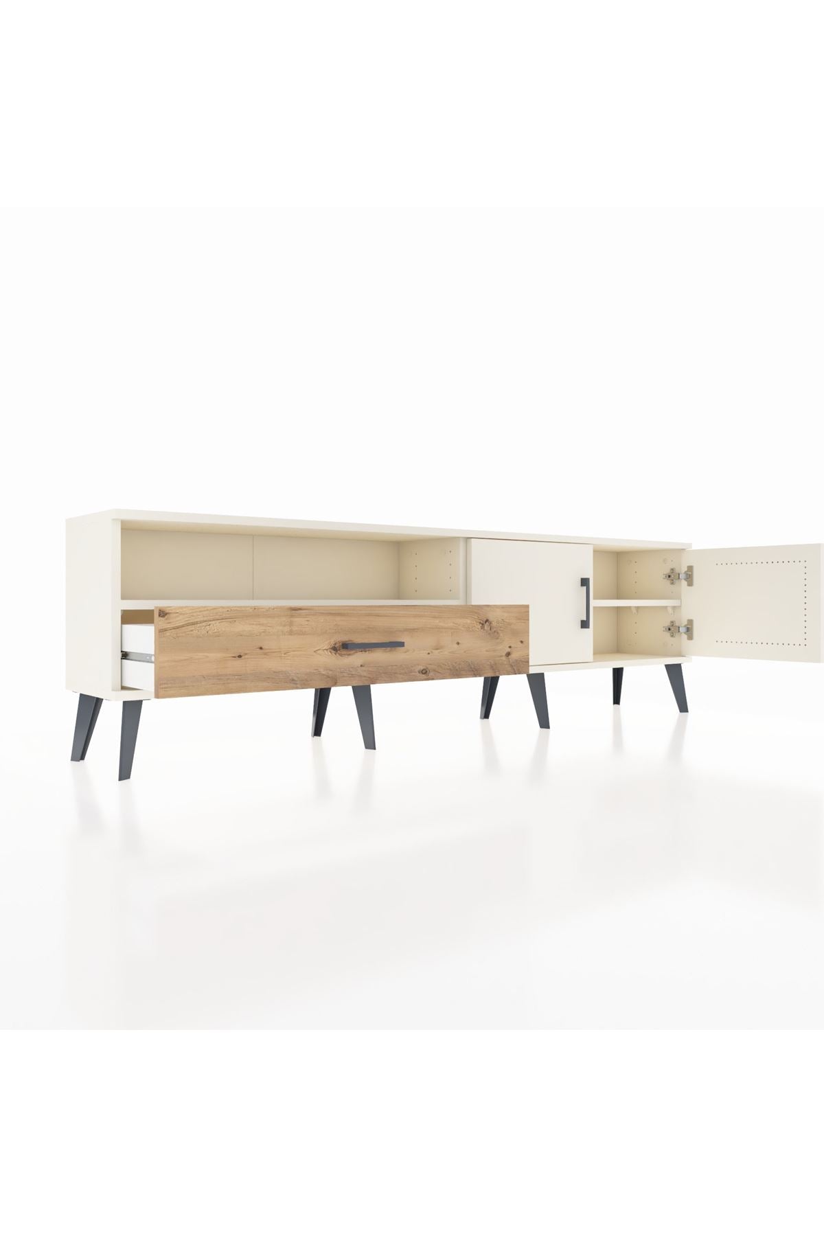 Arges TV Ünitesi 2 Raflı Tek Çekmeceli 2 Kapaklı 176x30x51 Aytaşı-Aytaşı/Çam