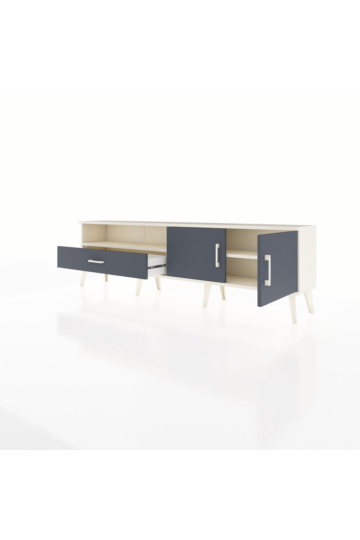 Arges TV Ünitesi 2 Raflı Tek Çekmeceli 2 Kapaklı 176x30x51 Aytaşı-Antrasit/Antrasit